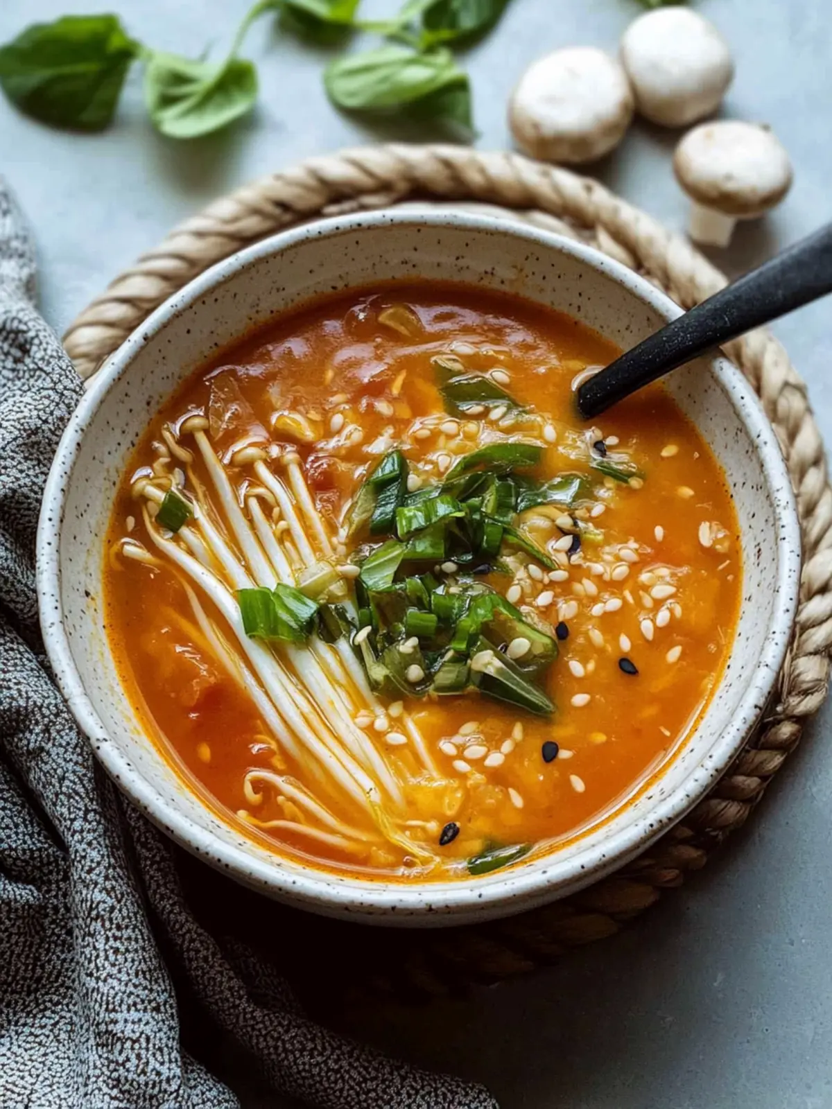Tomato Enoki Mushroom Soup for a Cozy Night In 4 Tomato Enoki Mushroom Soup