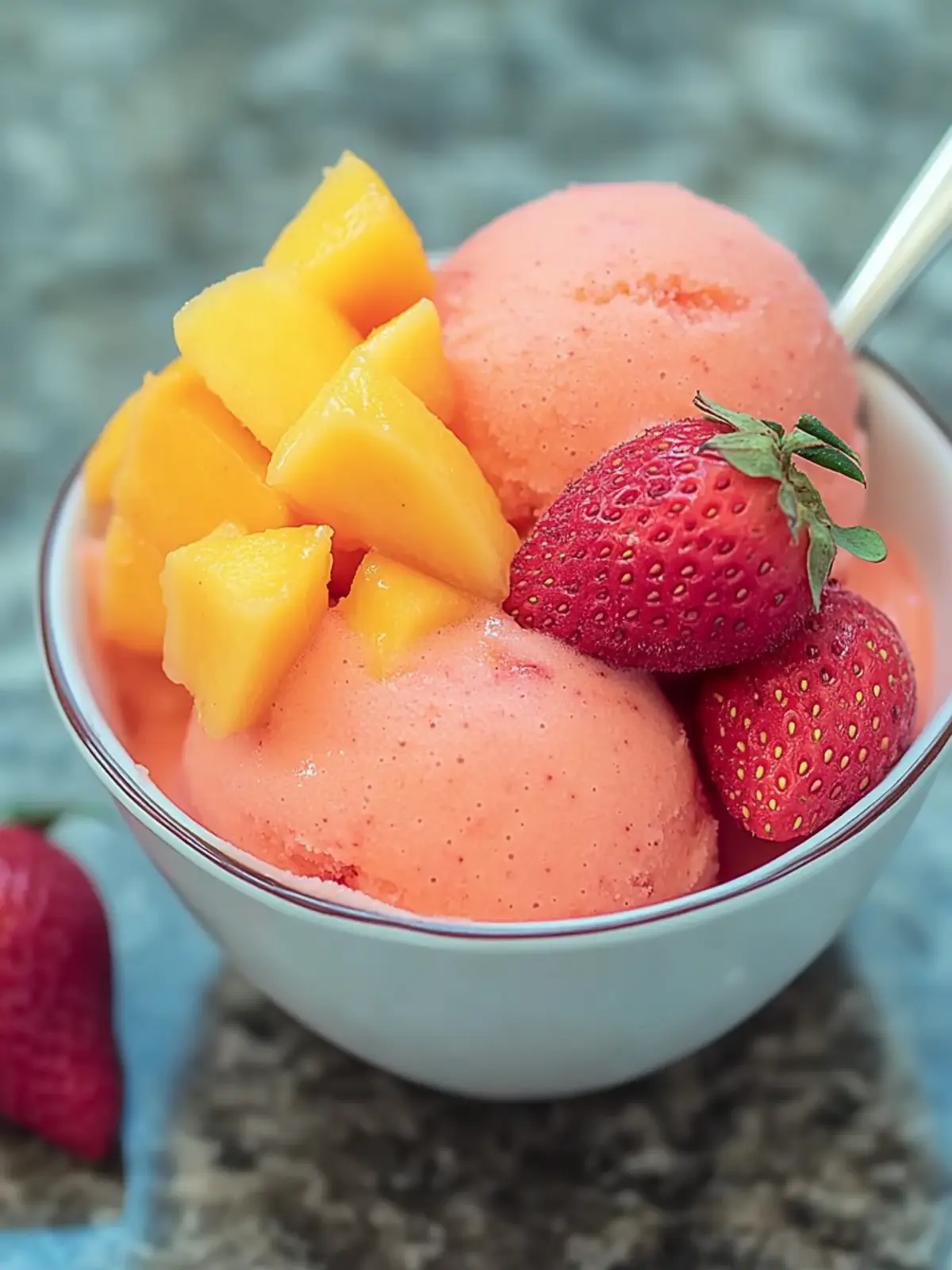 Creamy Mango Strawberry Sorbet: Guilt-Free Bliss in Every Scoop 2 Mango Strawberry Sorbet