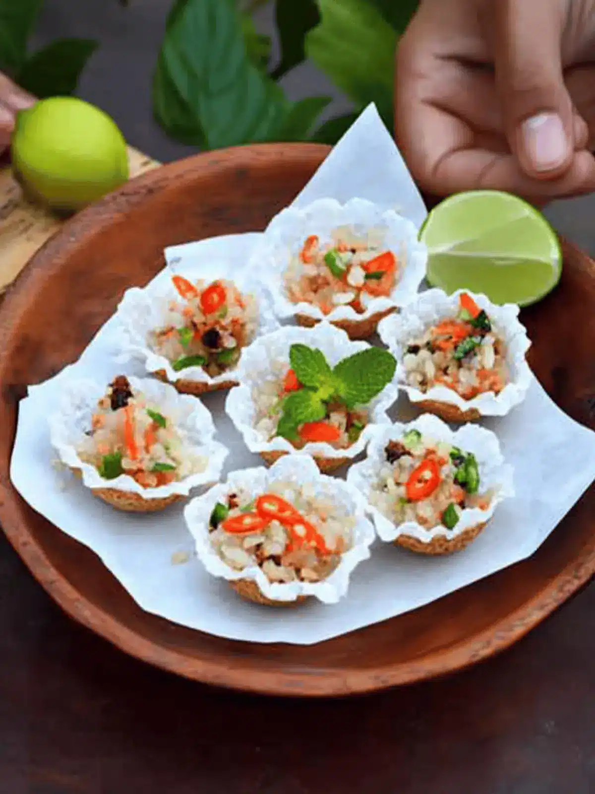 Crispy Vietnamese-Inspired Rice Crisps with Fresh Tofu Delight 2 Vietnamese-Inspired Rice Crisps