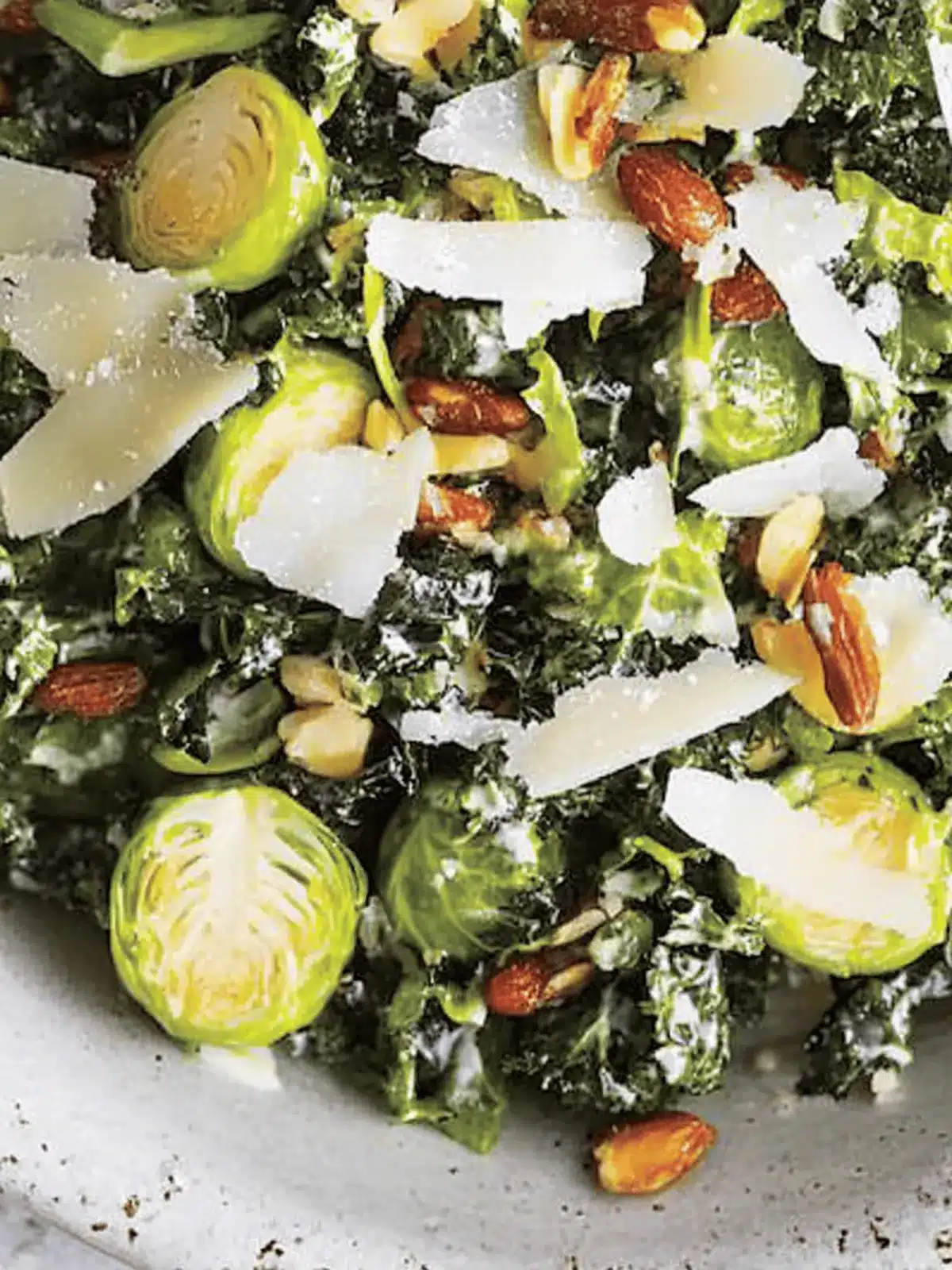 Kale and Brussels Sprout Salad with Sweet Raisin Vinaigrette 3 Kale and Brussels Sprout Salad