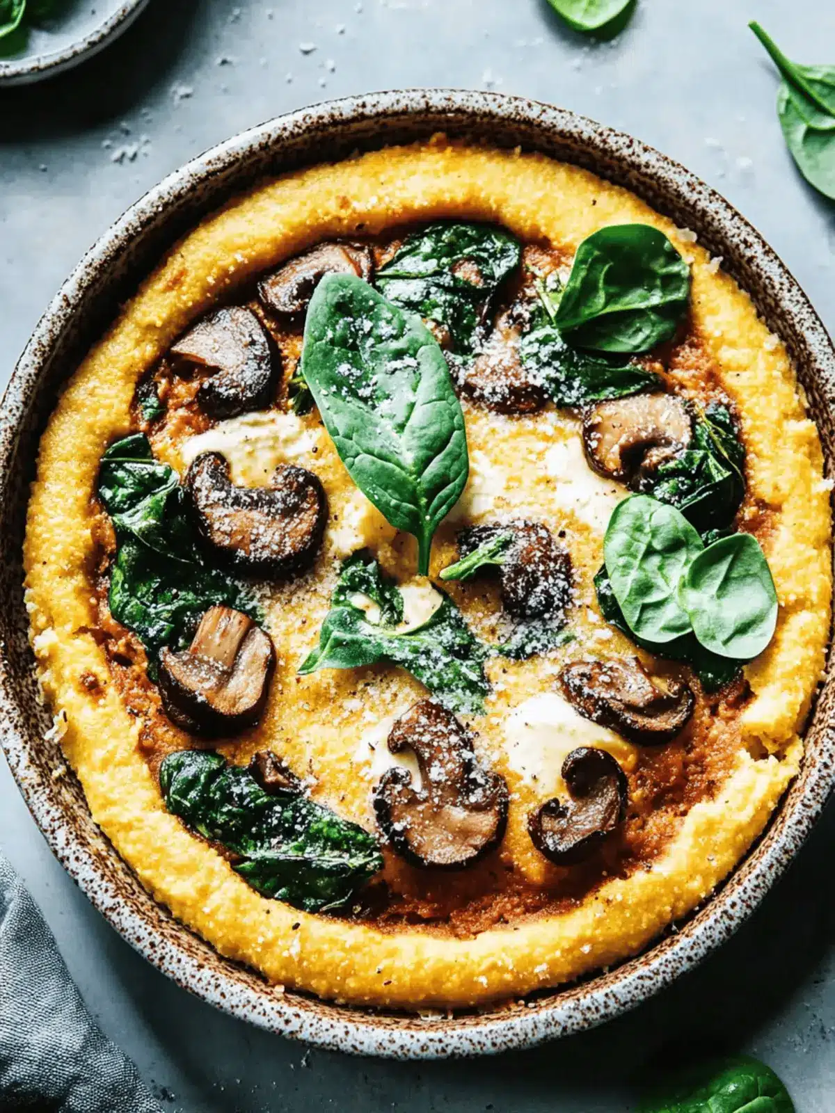 Savory Spinach & Mushroom Polenta Pie with Almond Ricotta Delight 3 Spinach & Mushroom Polenta Pie with Almond Ricotta
