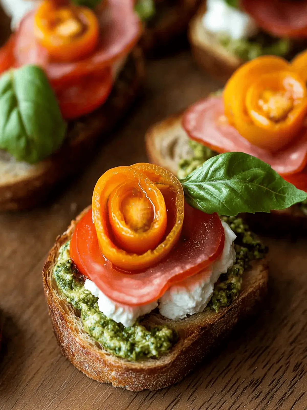 Tomato Crostini with Pesto and Ricotta: Delightful Spring Bites 4 Tomato Crostini with Pesto and Ricotta