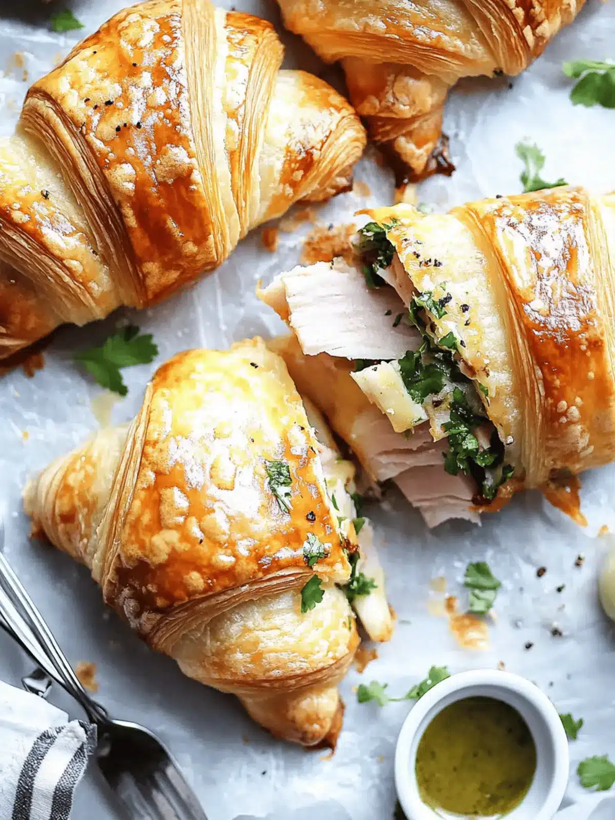 Buttery Garlic Baked Croissants with Turkey & Havarti Delight 4 Buttery Garlic Baked Croissants with Turkey & Harvarti
