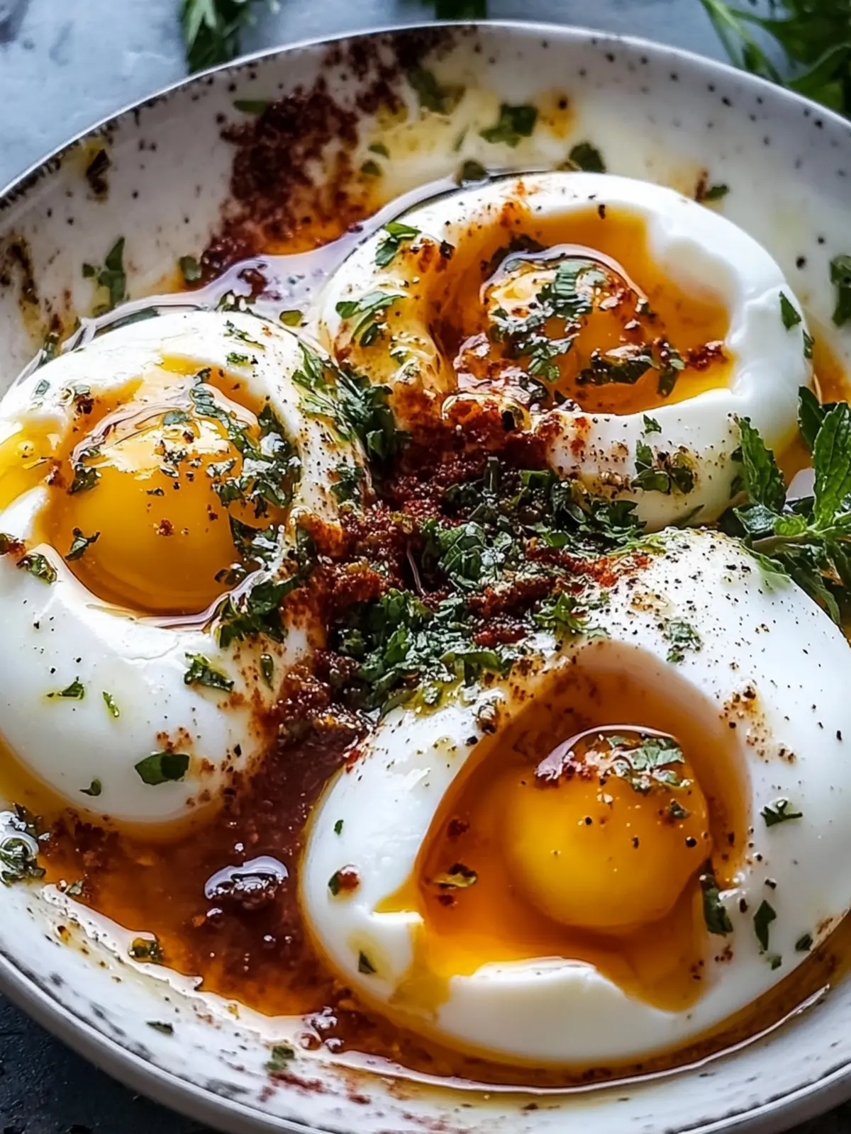 Delicious Turkish Eggs (Cilbir) for a Cozy Brunch Delight 2 Turkish Eggs (Cilbir)