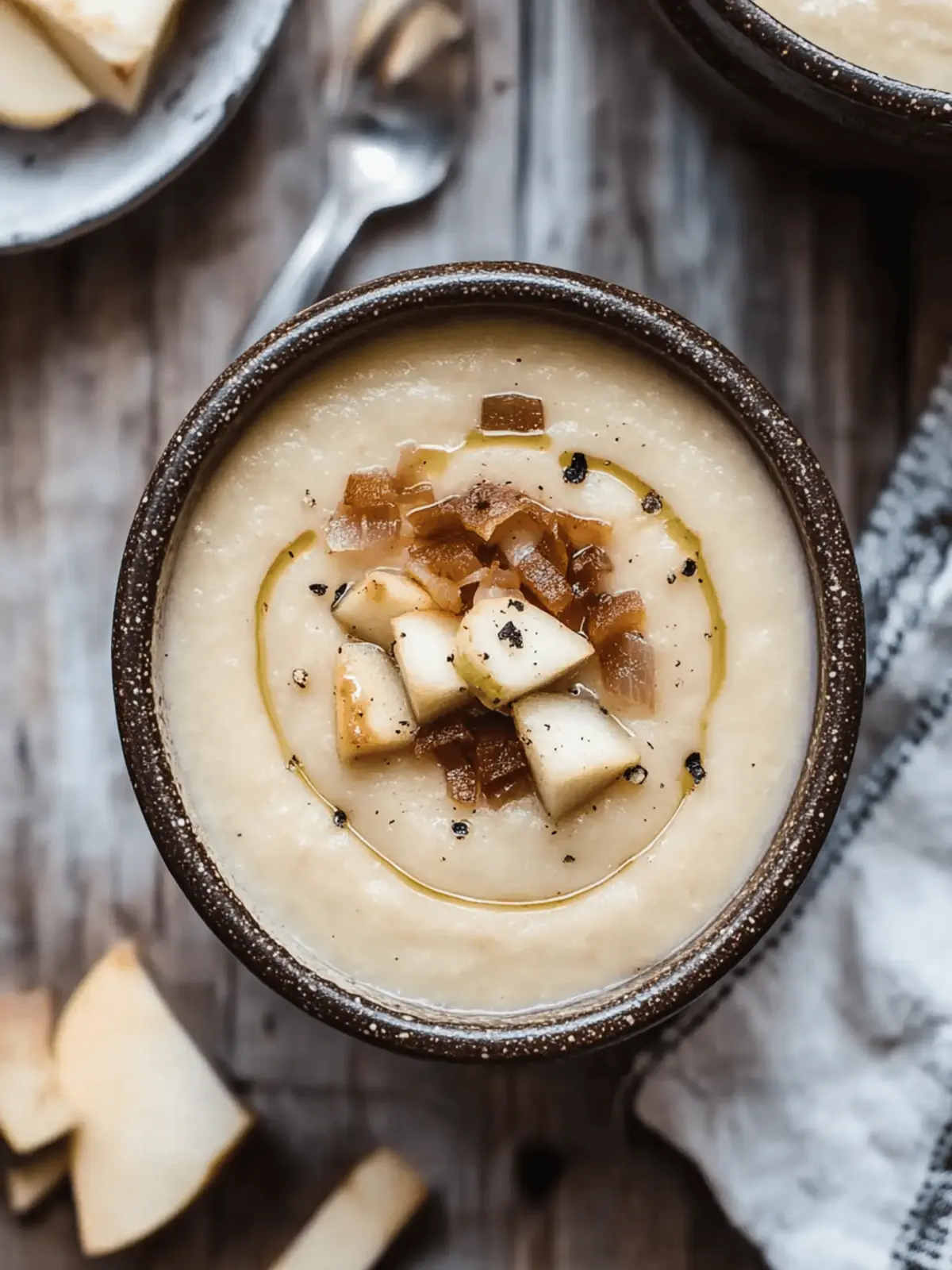 Creamy Cauliflower & Parsnip Soup with Sweet Caramelized Apples 3 Cauliflower & Parsnip Soup with Caramelized Onions & Apples