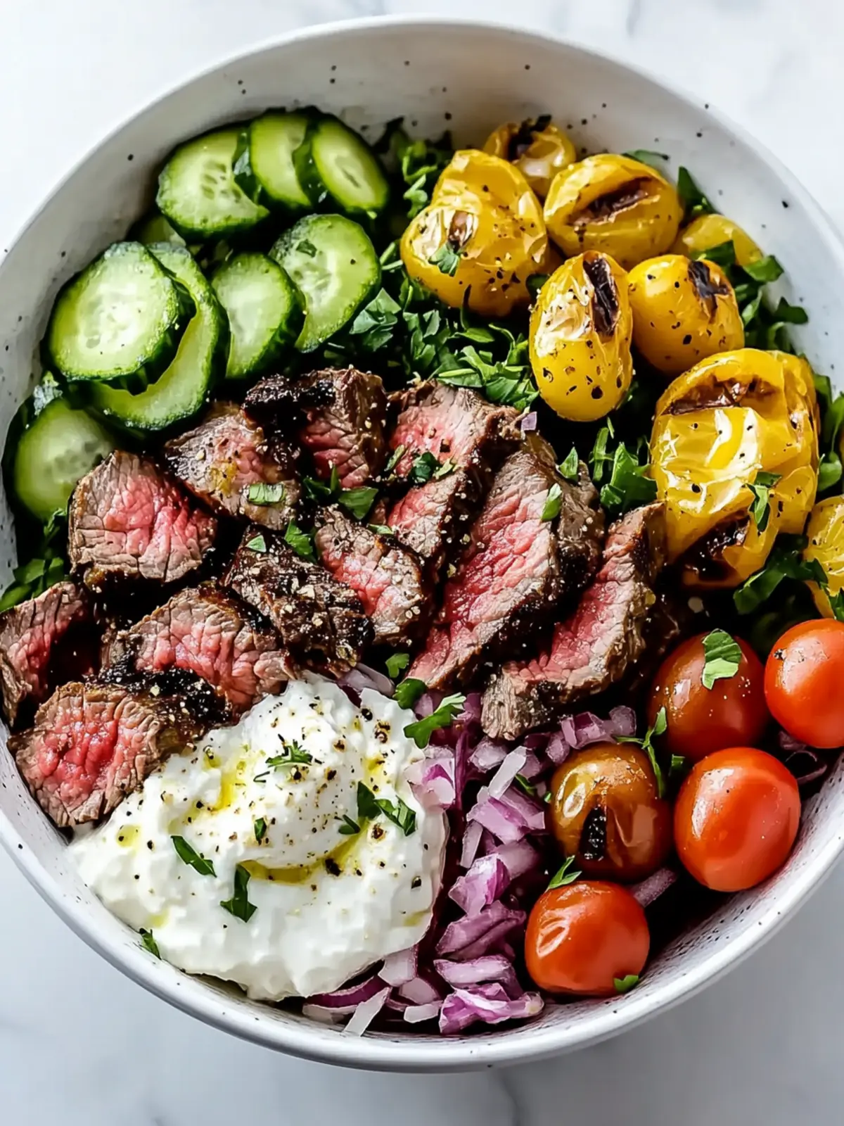 Savor the Flavor: Quick Mediterranean Steak Bowl Bliss 2 Mediterranean Steak Bowl