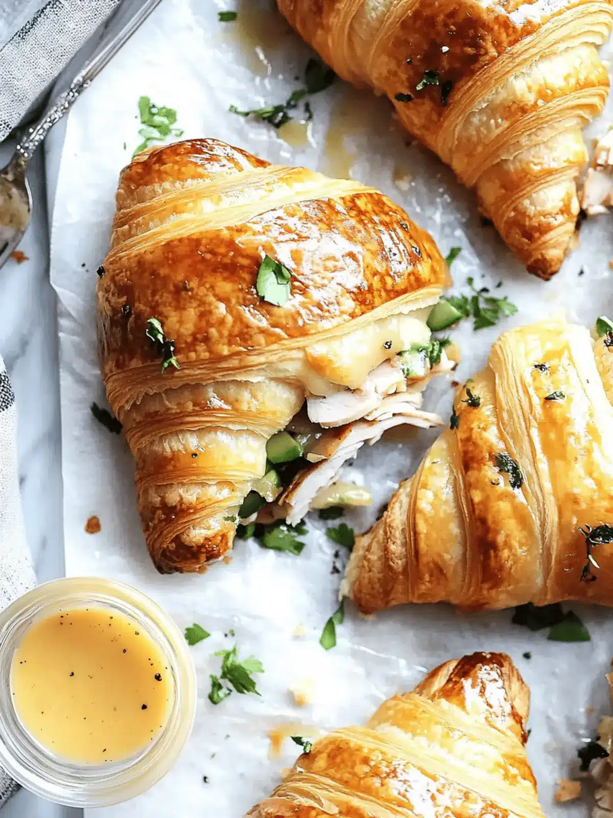 Buttery Garlic Baked Croissants with Turkey & Havarti Delight 3 Buttery Garlic Baked Croissants with Turkey & Harvarti