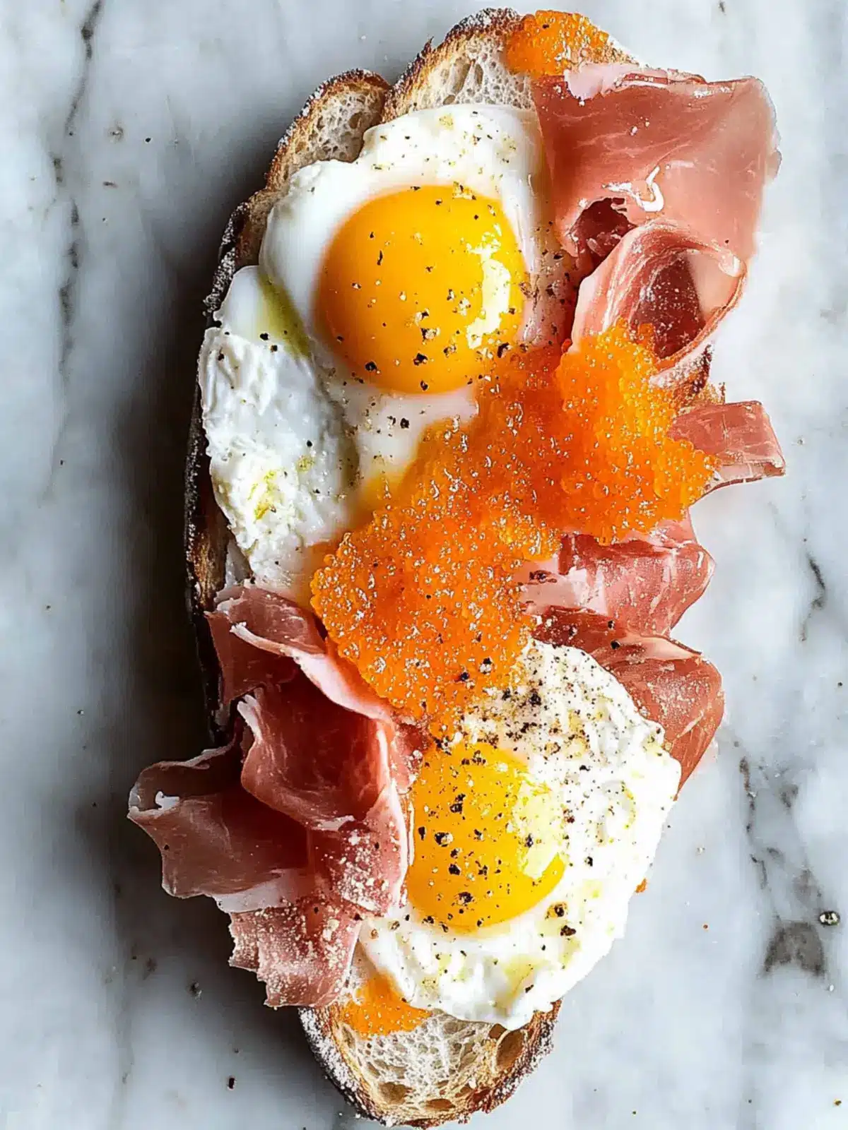 Indulgent Fried Egg Yolk, Burrata and Prosciutto Toast Magic 3 Fried Egg Yolk, Burrata and Prosciutto Toast