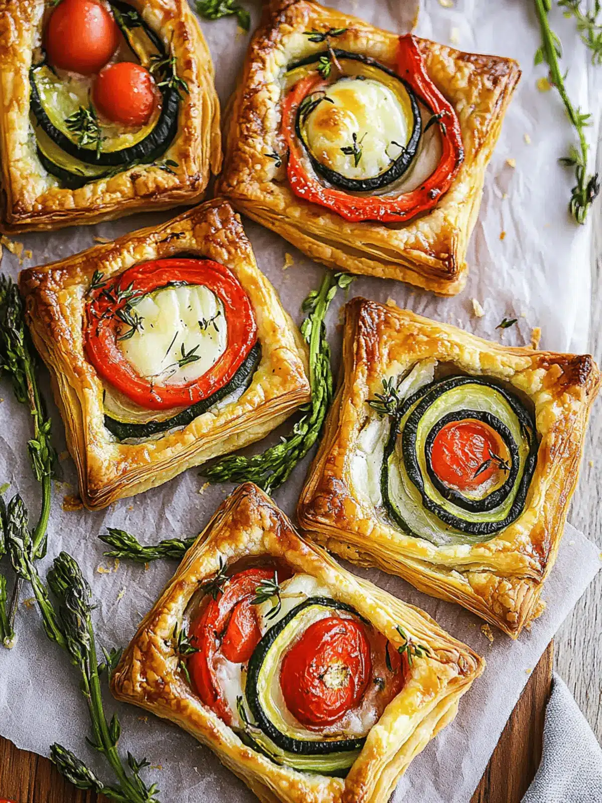 Savory Puff Pastry Vegetable Tarts for a Quick Gourmet Treat 4 Puff Pastry Vegetable Tarts