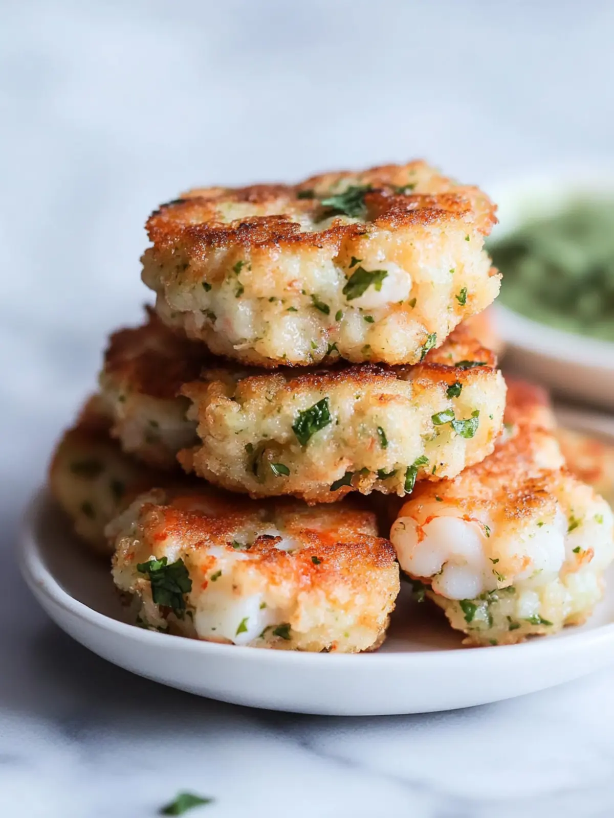 Savory Shrimp Cakes with Cilantro Lime Sauce in 10 Minutes 2 Shrimp Cakes With Cilantro Lime Sauce