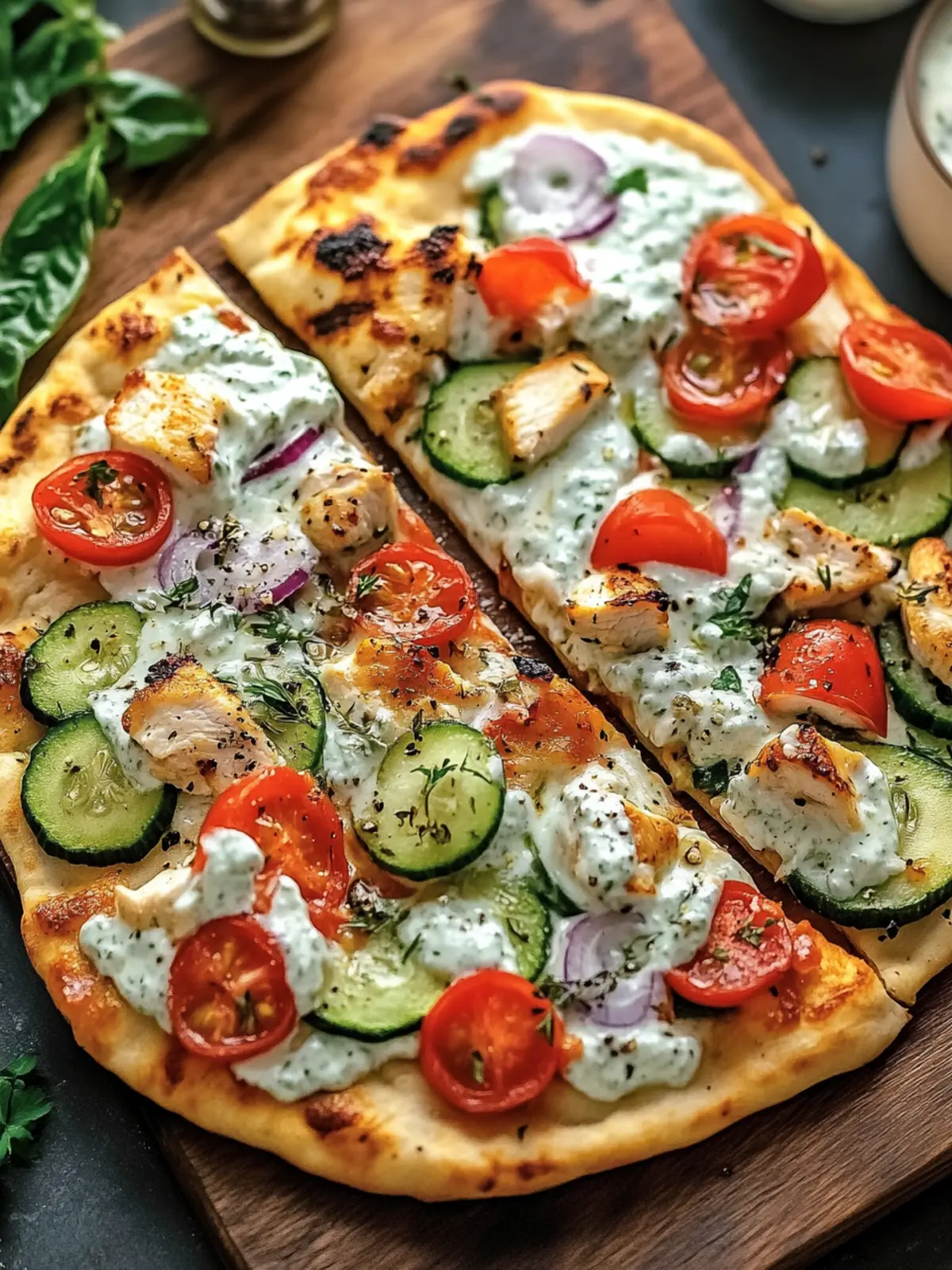 Tzatziki Chicken & Veggie Naan Pizza: A Fresh Flavor Twist 3 Tzatziki Chicken & Veggie Naan Pizza