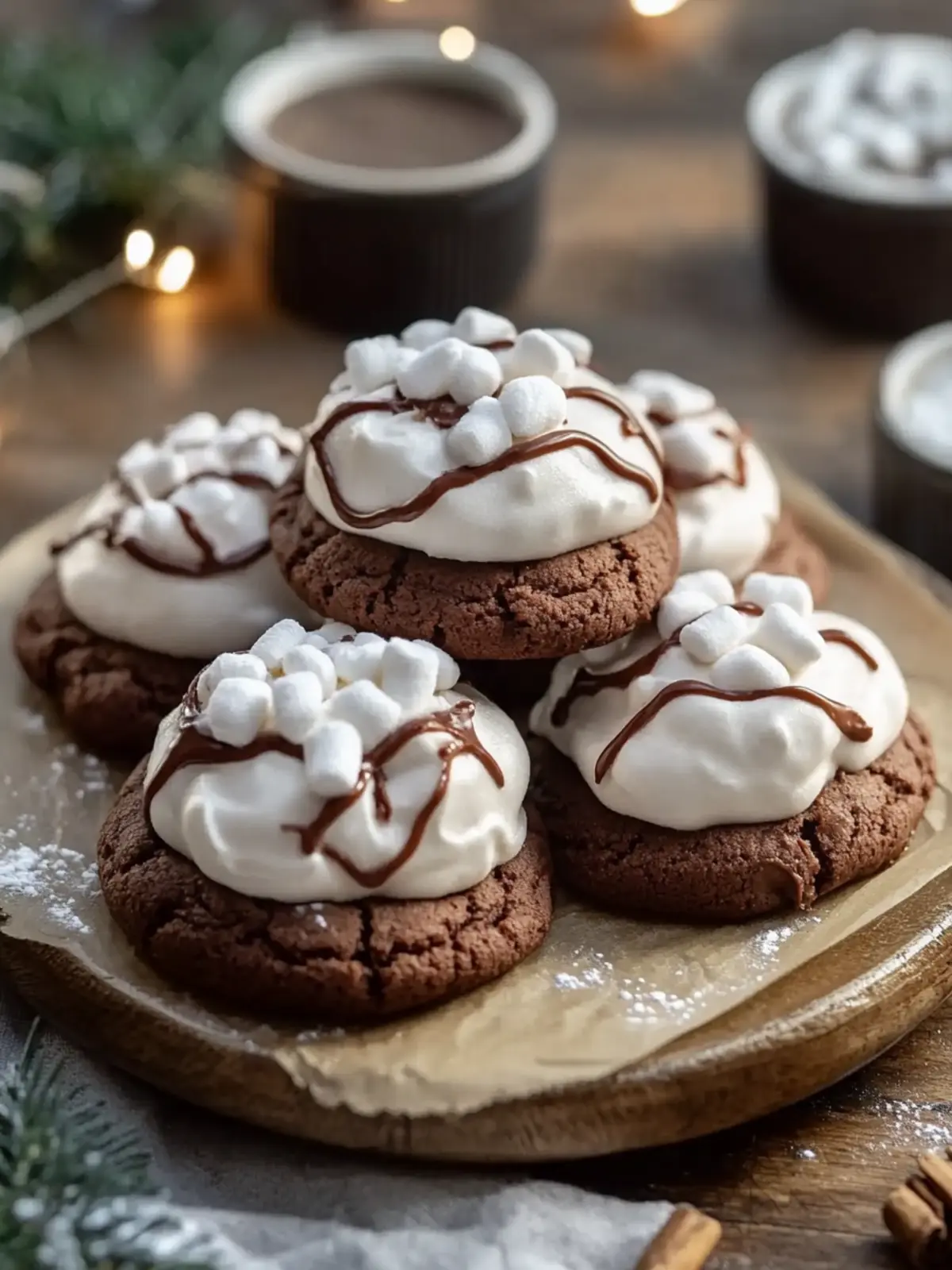 Warm Up with Hot Cocoa Cookies and Marshmallow Frosting Delight 2 Hot Cocoa Cookies with Marshmallow Frosting