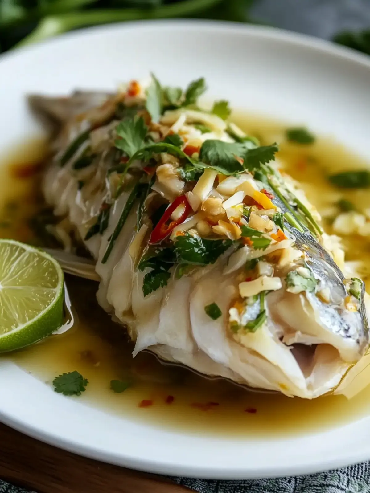 Zesty Thai Lime-Garlic Steamed Fish with Coconut Lemongrass Sauce 4 Thai Lime-Garlic Steamed Fish with Coconut Lemongrass Sauce