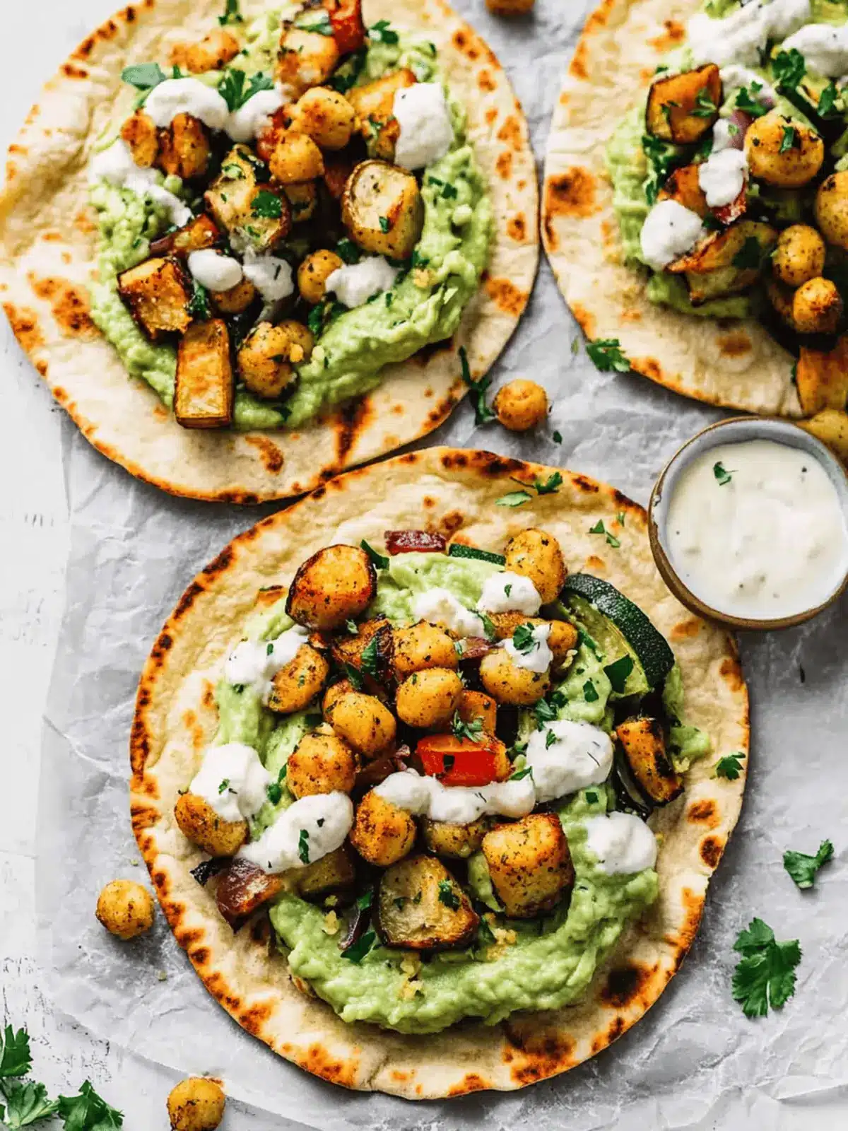 Savory Roasted Veggie Pitas with Avocado Dip in 30 Minutes 2 Roasted Veggie Pitas with Avocado Dip
