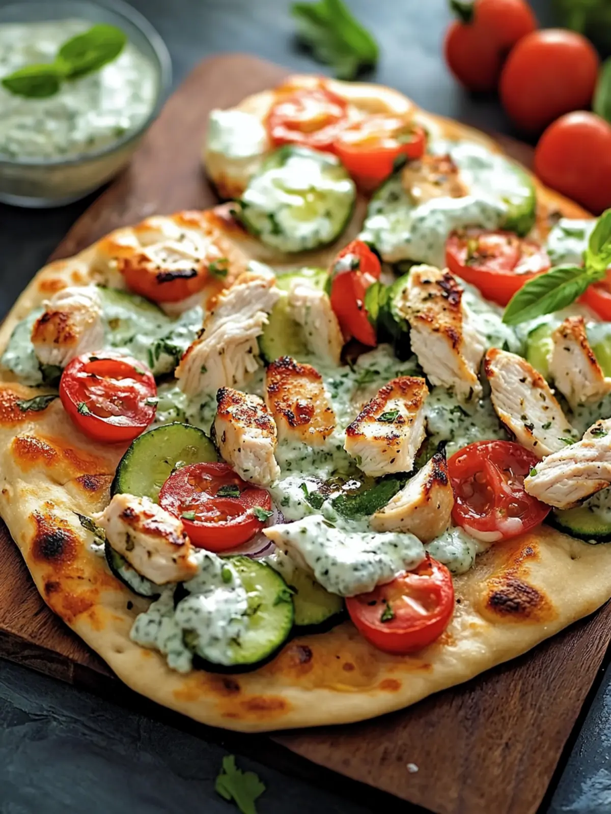 Tzatziki Chicken & Veggie Naan Pizza: A Fresh Flavor Twist 4 Tzatziki Chicken & Veggie Naan Pizza