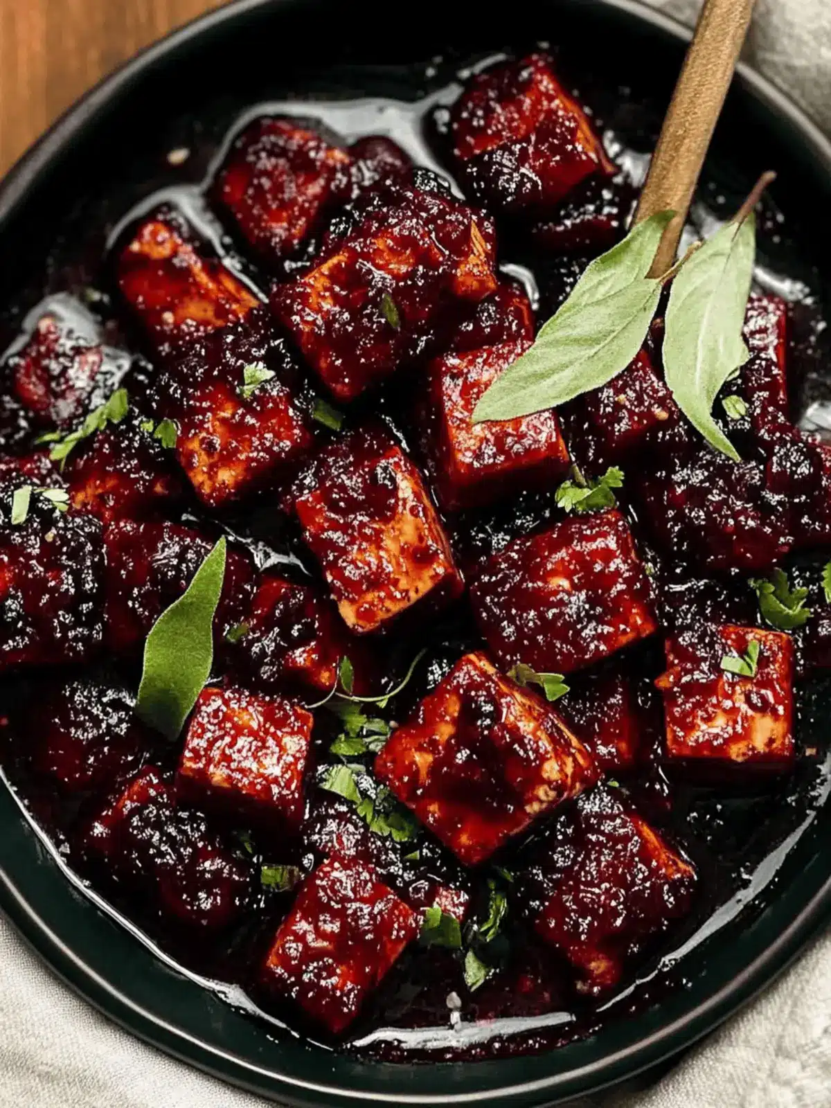 Crispy Blackberry Glazed Tofu with Black Pepper & Chili Bliss 2 Blackberry Glazed Tofu with Black Pepper & Chili