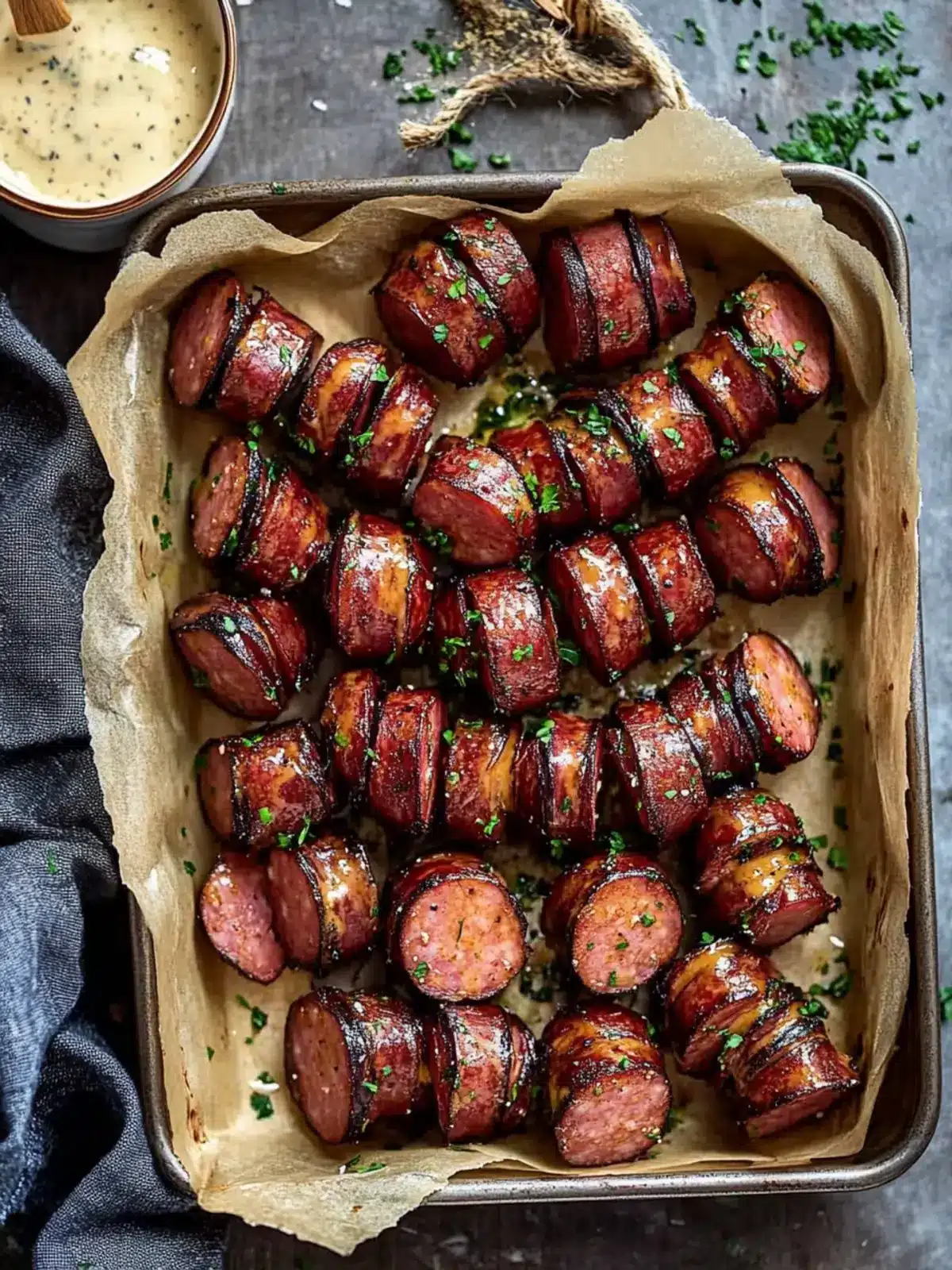 Mustard Hasselback Kielbasa Bites: A Flavorful Twist to Snacks 2 Mustard Hasselback Kielbasa Bites