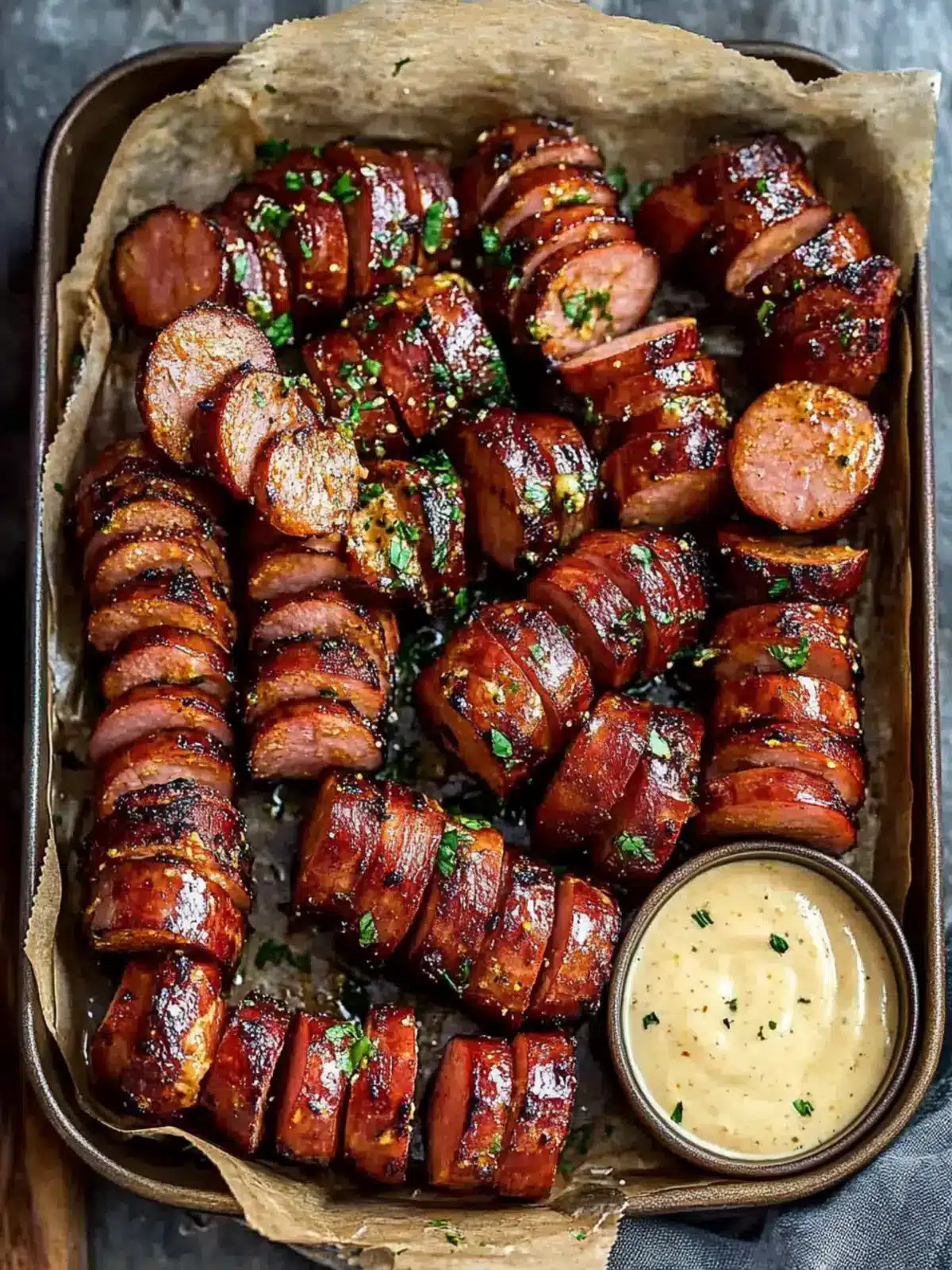 Mustard Hasselback Kielbasa Bites: A Flavorful Twist to Snacks 3 Mustard Hasselback Kielbasa Bites
