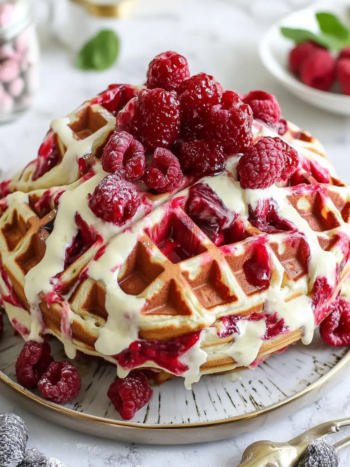 Fluffy Red Velvet Marble Waffles for a Festive Brunch Treat 2 Red Velvet Marble Waffles