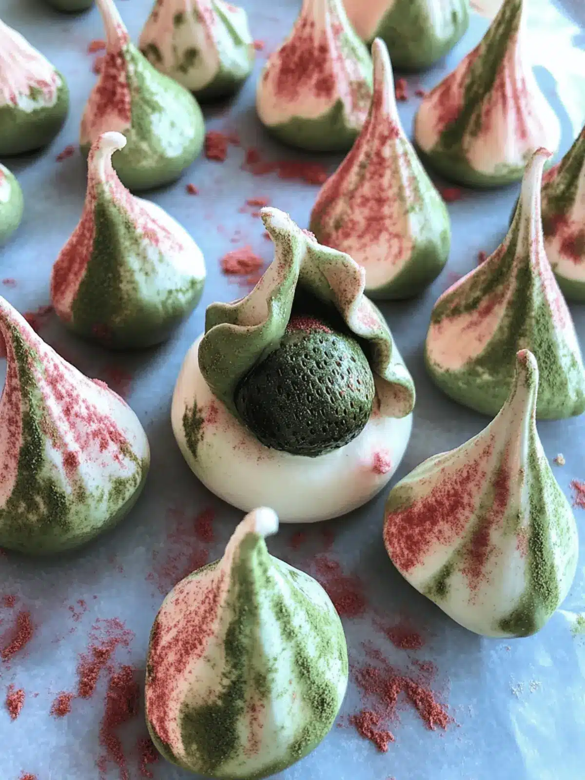 Strawberry Matcha Meringue Kisses for a Magical Dessert Experience 4 Strawberry Matcha Meringue