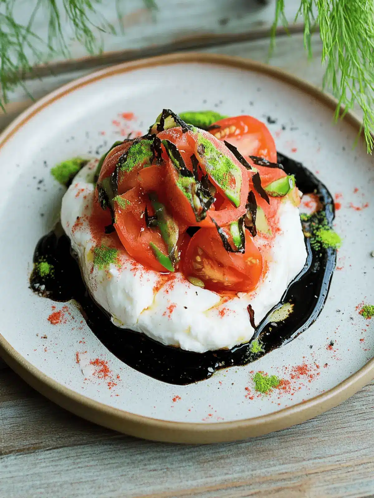 Burrata with Shaved Frozen Tomatoes: A Fresh Appetizer Delight 3 Burrata with shaved frozen tomatoes