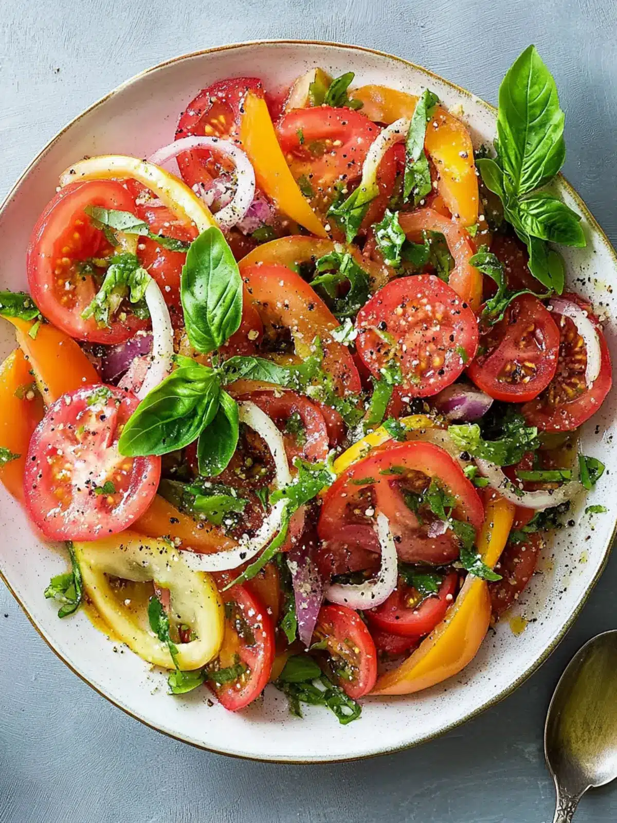 Summer Tomato Salad Bliss with Fresh Herbs and Zesty Flavor 4 Tomato Salad