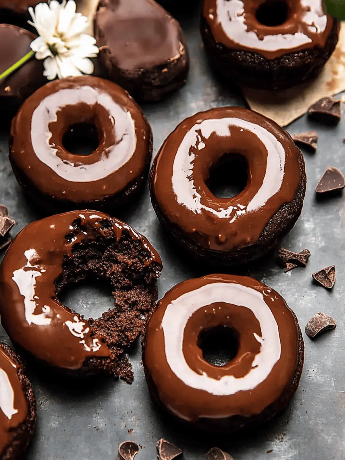 Healthier Baked Chocolate Fudge Glazed Doughnuts for Guilt-Free Indulgence 2 Baked Chocolate Fudge Glazed Doughnuts.