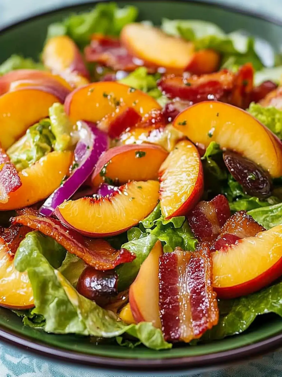 Zesty Honey Lemon Vinaigrette on Peach Bacon Salad Bliss 4 Honey Lemon Vinaigrette on Peach Bacon Salad
