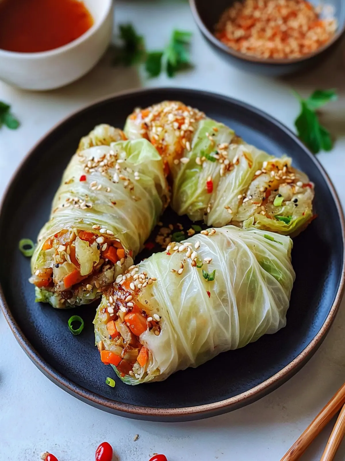 Vegan Cabbage Rolls: Flavor-Packed Asian-Inspired Wraps 2 Vegan Cabbage Rolls (Asian-Inspired Wraps)