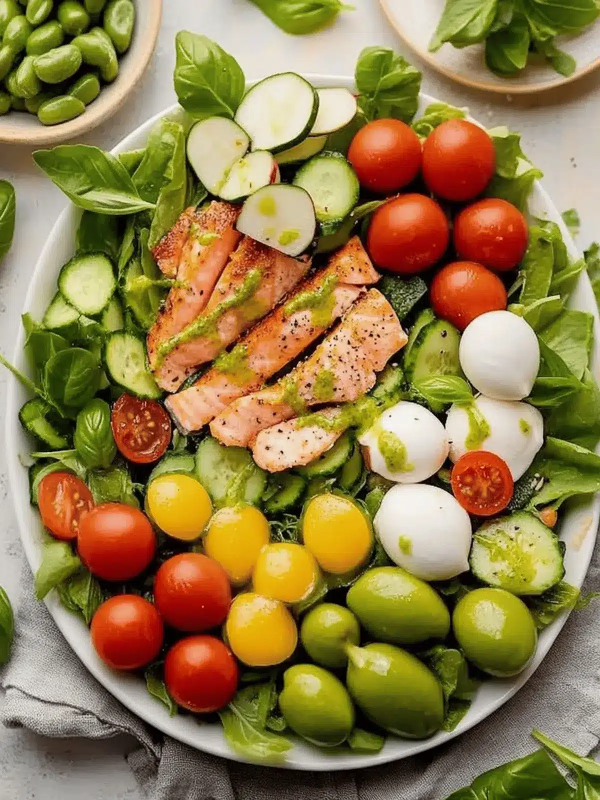 Delicious Ni§oise Salad with Pan-Seared Salmon & Basil Vinaigrette 2 Ni§oise Salad with Pan-Seared Salmon & Basil Vinaigrette