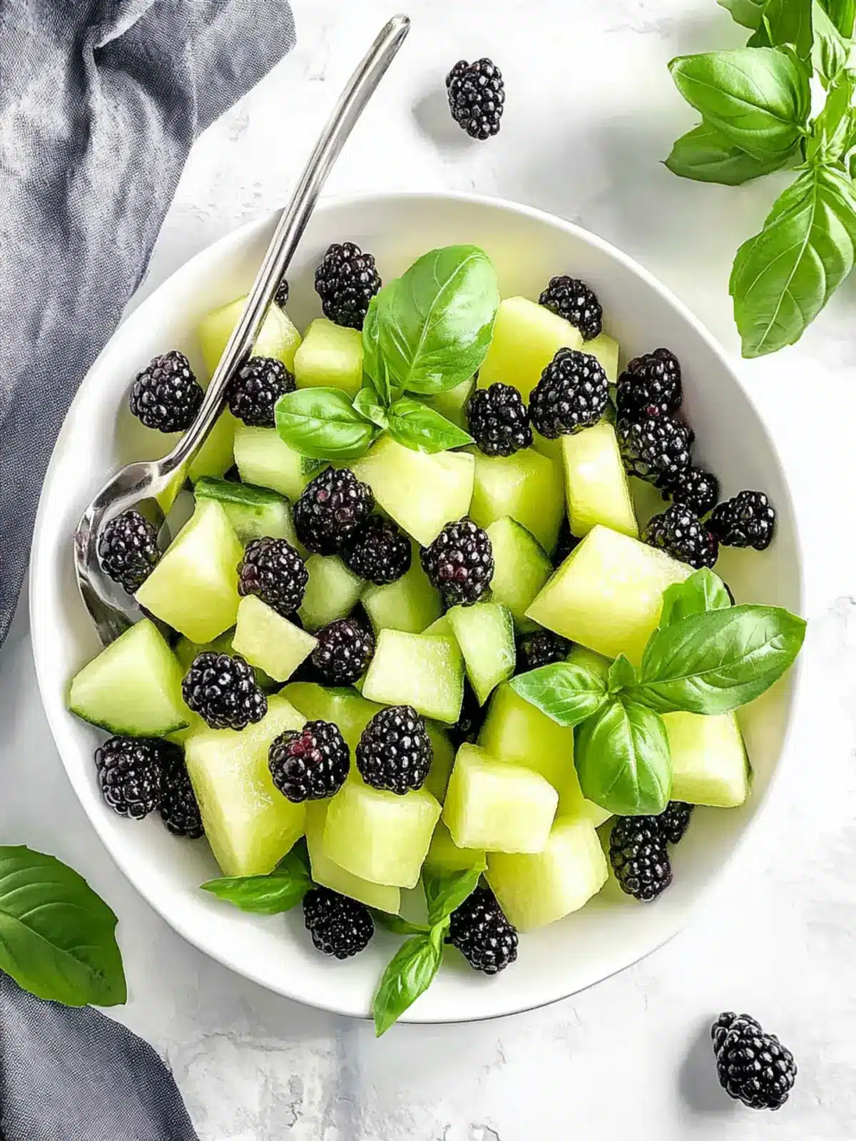Bright Blackberry Honeydew Salad with Basil: A Summer Delight 4 Blackberry Honeydew Salad with Basil