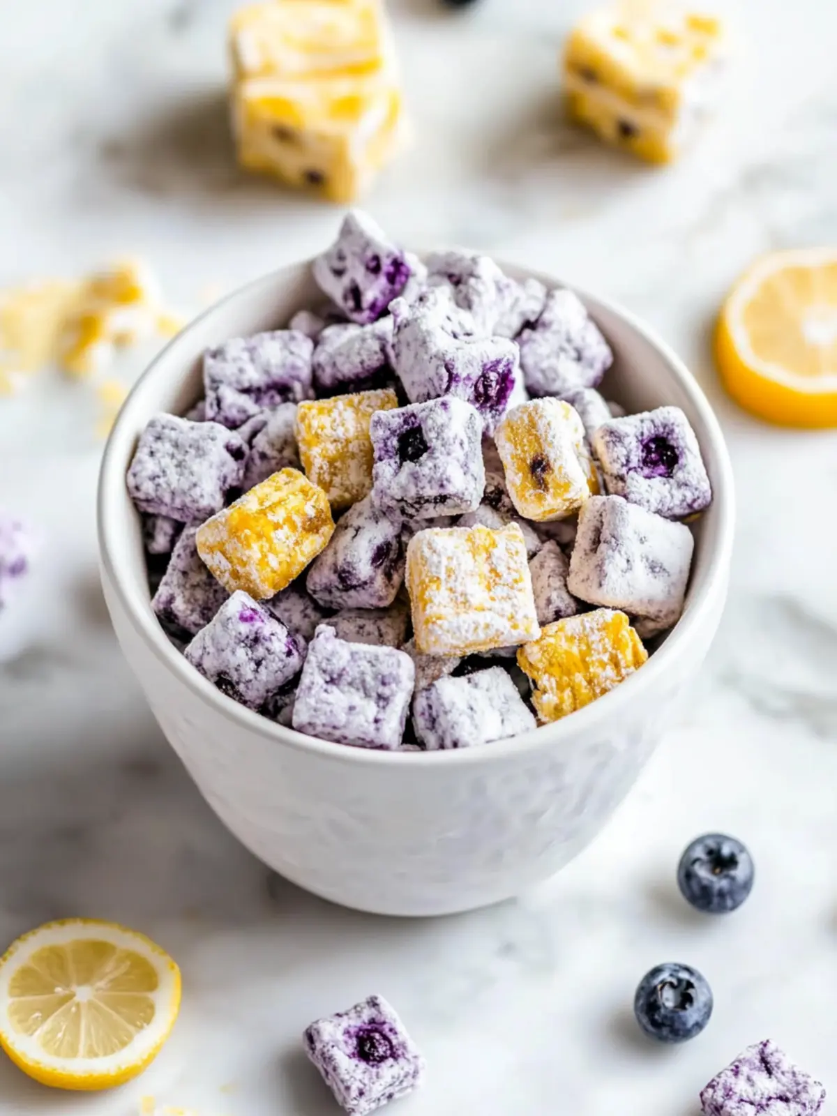 Blueberry Lemon Cheesecake Puppy Chow: No-Bake Bliss Awaits 3 Blueberry Lemon Cheesecake Puppy Chow