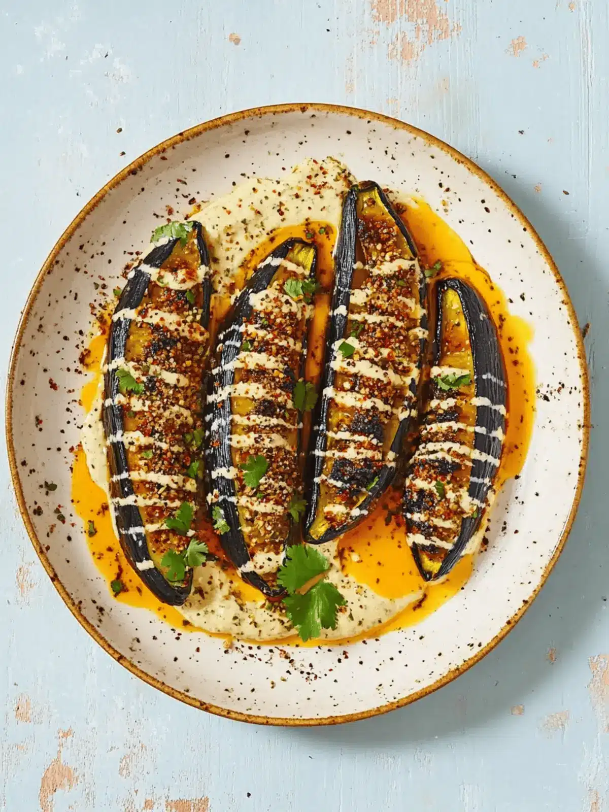 Harissa Hasselback Courgettes with Savory Butter Bean Dip 4 Harissa hasselback courgettes with butter bean and tahini dip and dukkah