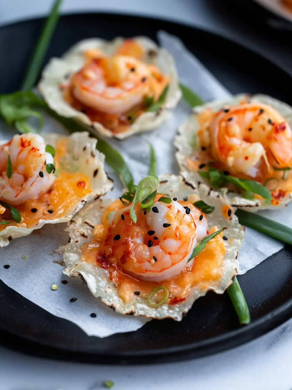 Crispy Spicy Shrimp with Rice Paper Chips for Taco Lovers 4 Spicy Shrimp with Rice Paper Chips (Asian Shrimp Taco)