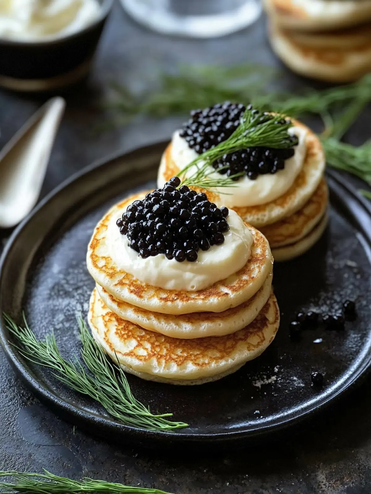 Indulgent Caviar & Homemade Blini with Creamy Cr¨me Fra®che 4 Caviar & Homemade Blini with Cr¨me Fra®che