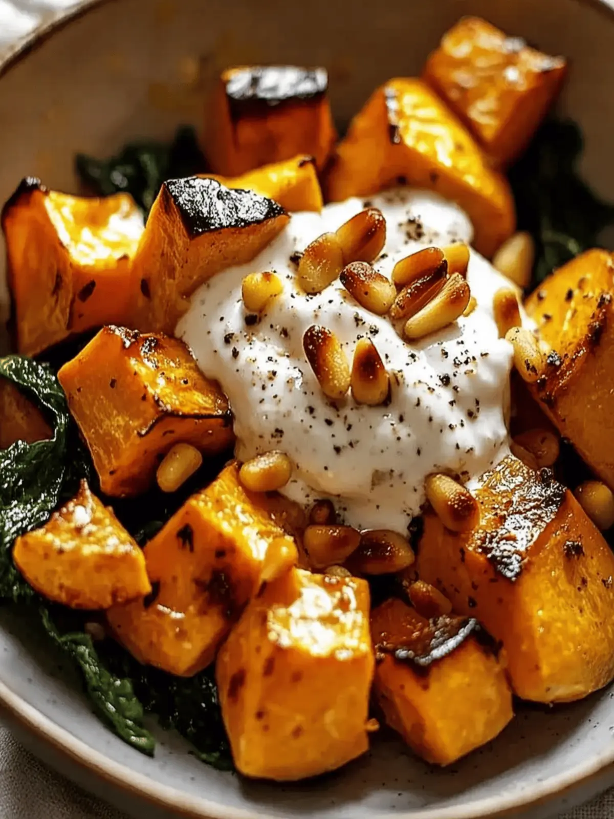 Roasted Pumpkin with Yogurt Sauce and Pine Nuts for Fall Bliss 3 Roasted Pumpkin with Yogurt Sauce and Pine Nuts