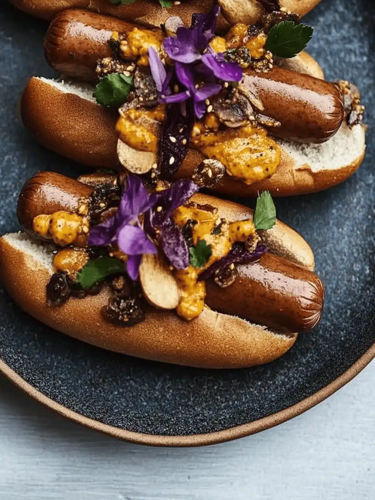 Gourmet Hot Dogs with Pickled Mustard Seeds for Quick Joy 2 Hot dogs with pickled mustard seeds