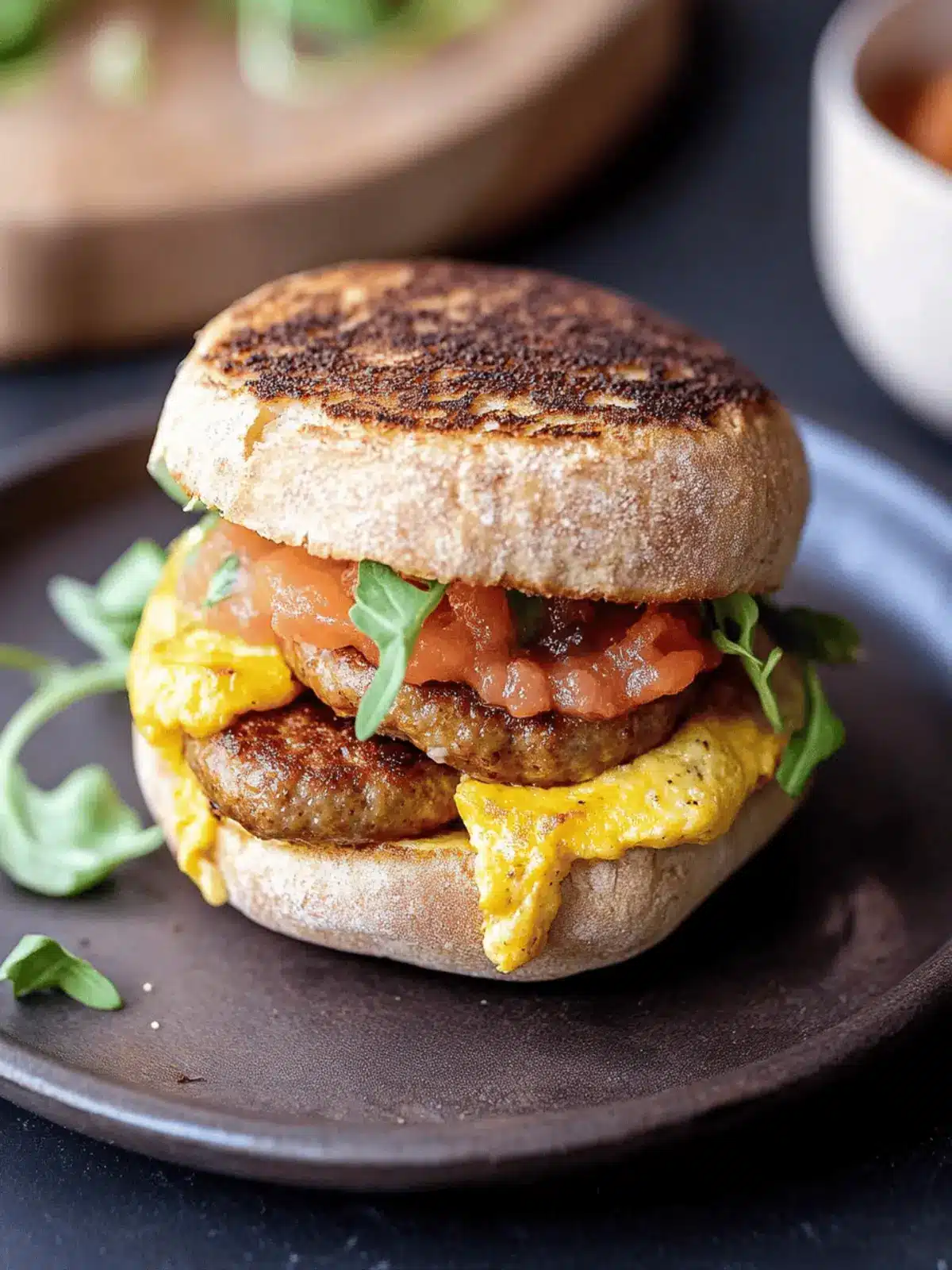 Dairy-Free Sausage Breakfast Sandwich with Creamy Avocado Delight 2 Sausage Breakfast Sandwich