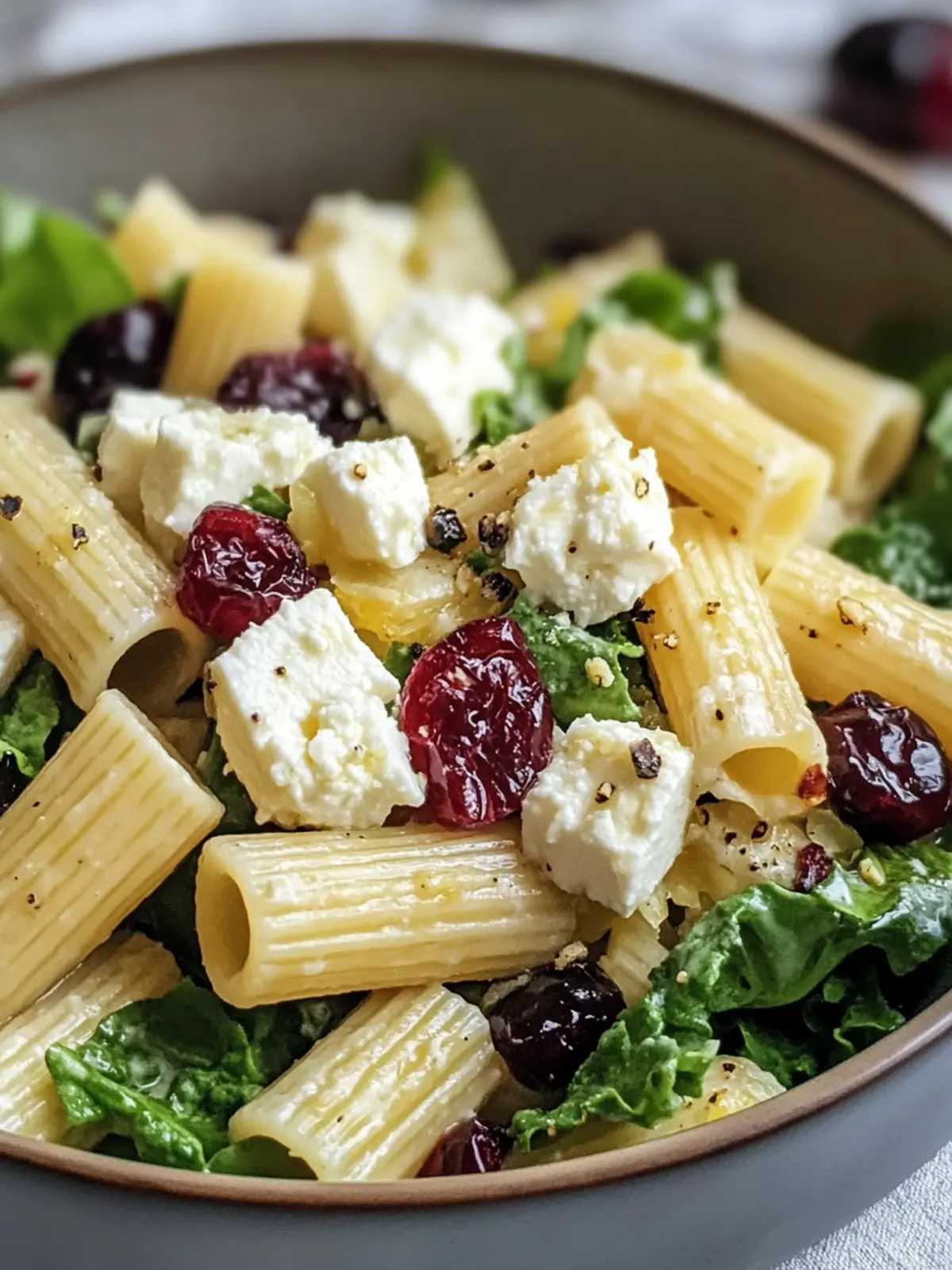 Feta & Cranberry Rigatoni Salad with Zesty Lemon Vinaigrette Delight 3 Feta & Cranberry Rigatoni Salad with Lemon Vinaigrette