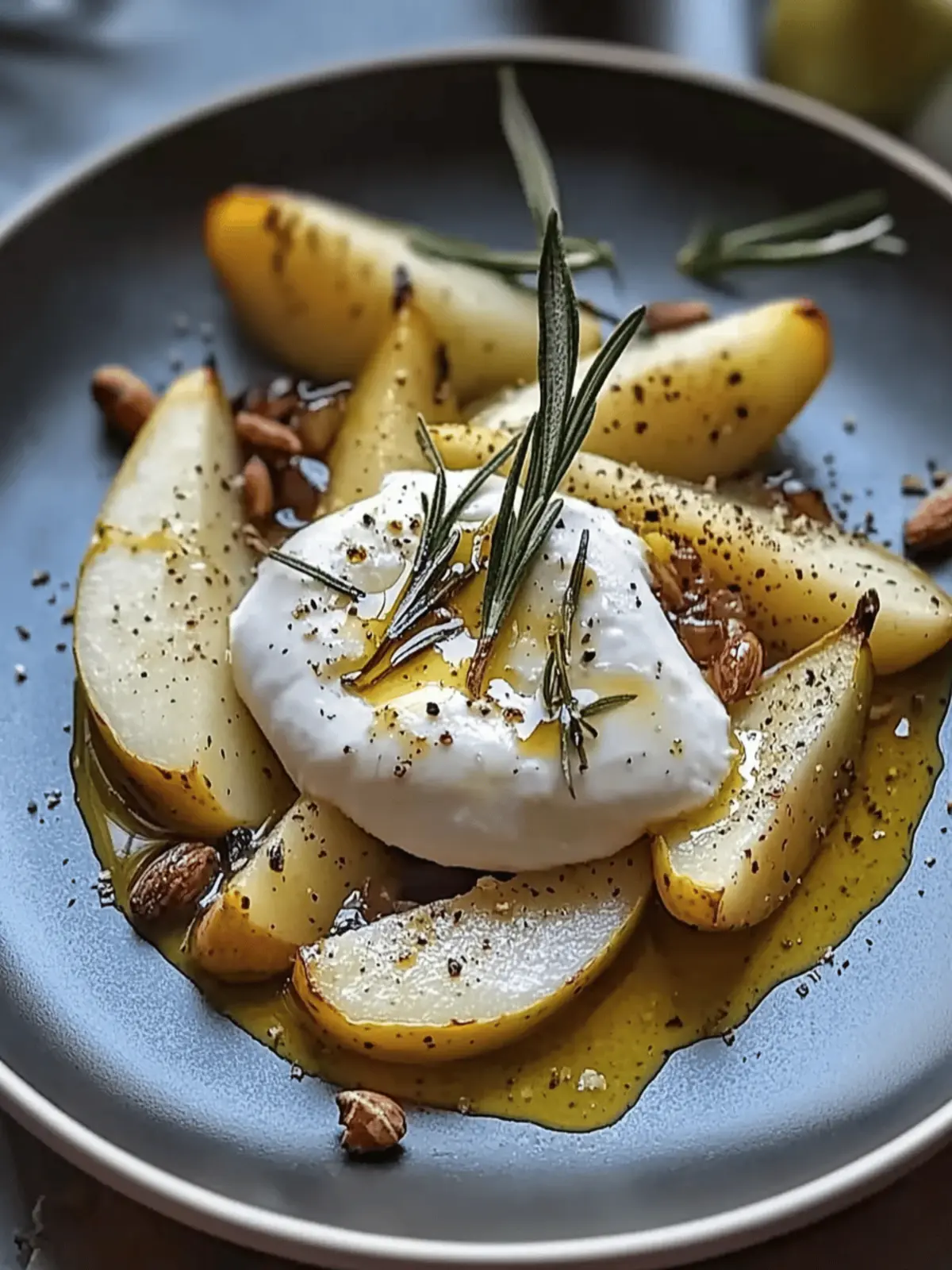 Burrata on Roasted Pears with Honey & Rosemary Bliss 4 Burrata on Roasted Pears with Honey & Rosemary