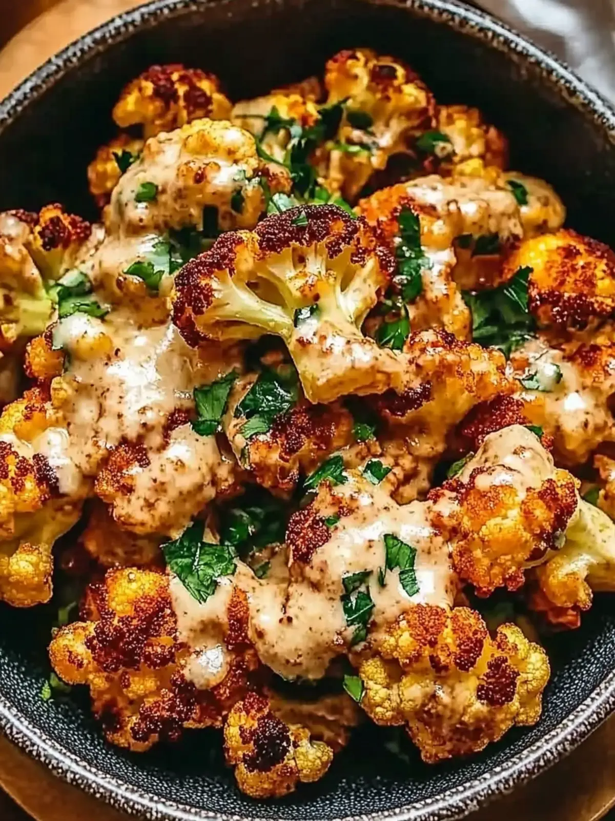 Mouthwatering Moroccan Cauliflower with Tahini-Honey Delight 2 Moroccan Cauliflower with Tahini-Honey