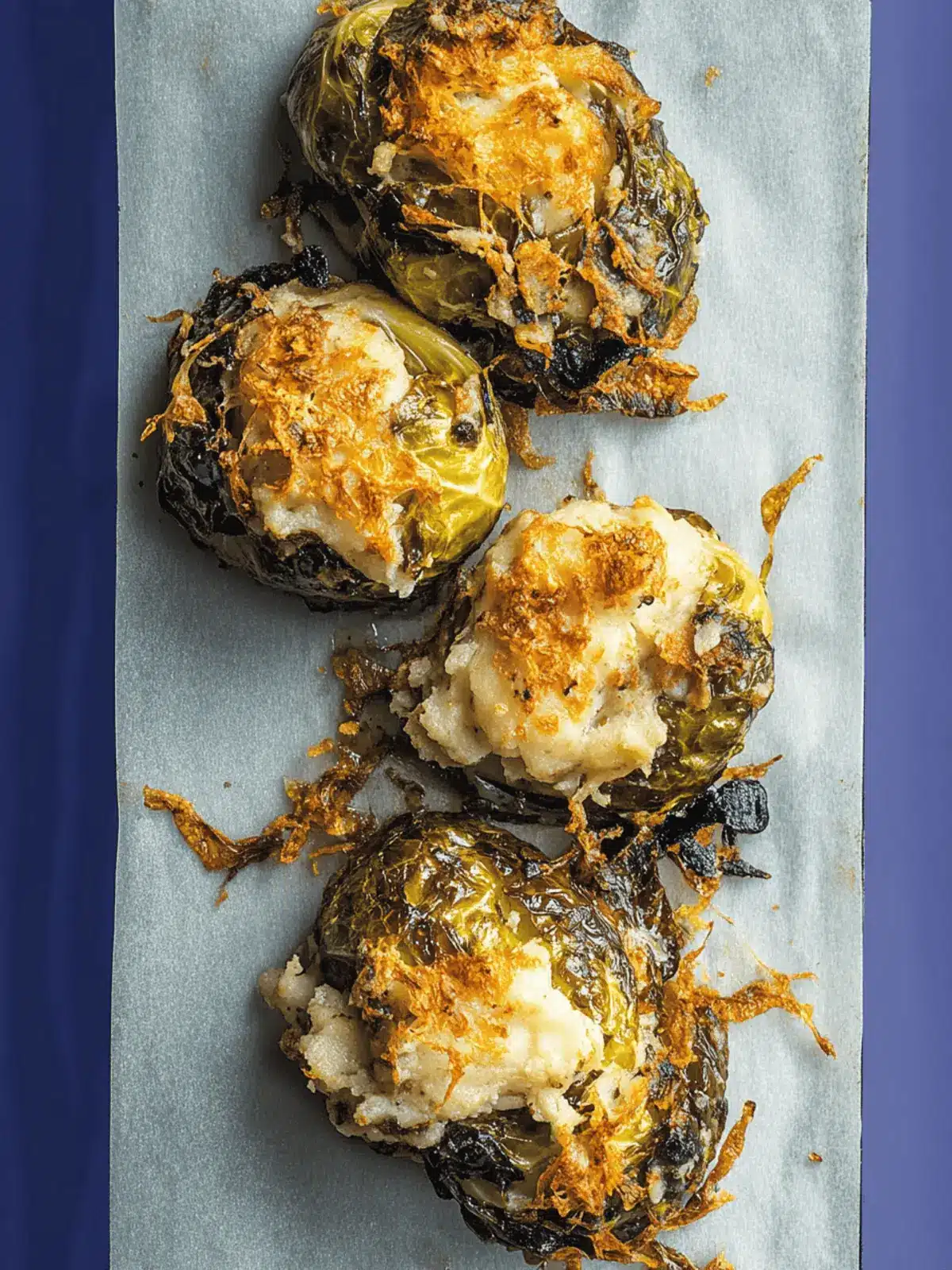 Crispy Smashed Brussels Sprouts with Blue Cheese Bliss 3 Smashed Brussel Sprouts