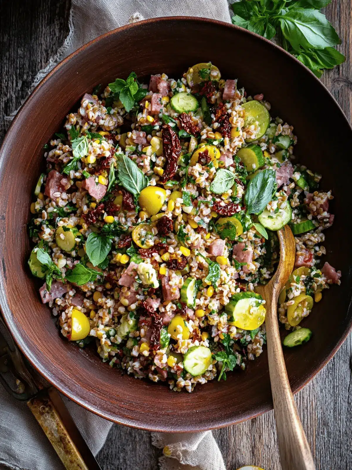 Vibrant Antipasto Farro Salad with Sun-Dried Tomato Vinaigrette 3 Antipasto Farro Salad with Sun-Dried Tomato Vinaigrette