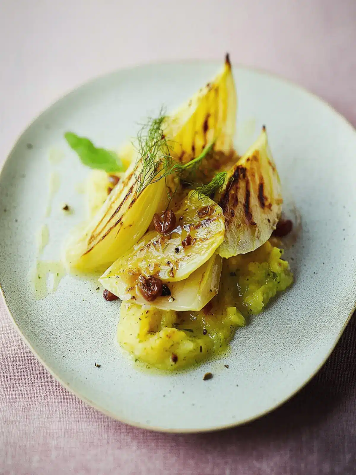 Sweet-and-Sour Fennel with Saffron and Broad-Bean Bliss 4 Sweet-and-sour fennel with saffron and broad-bean pur e