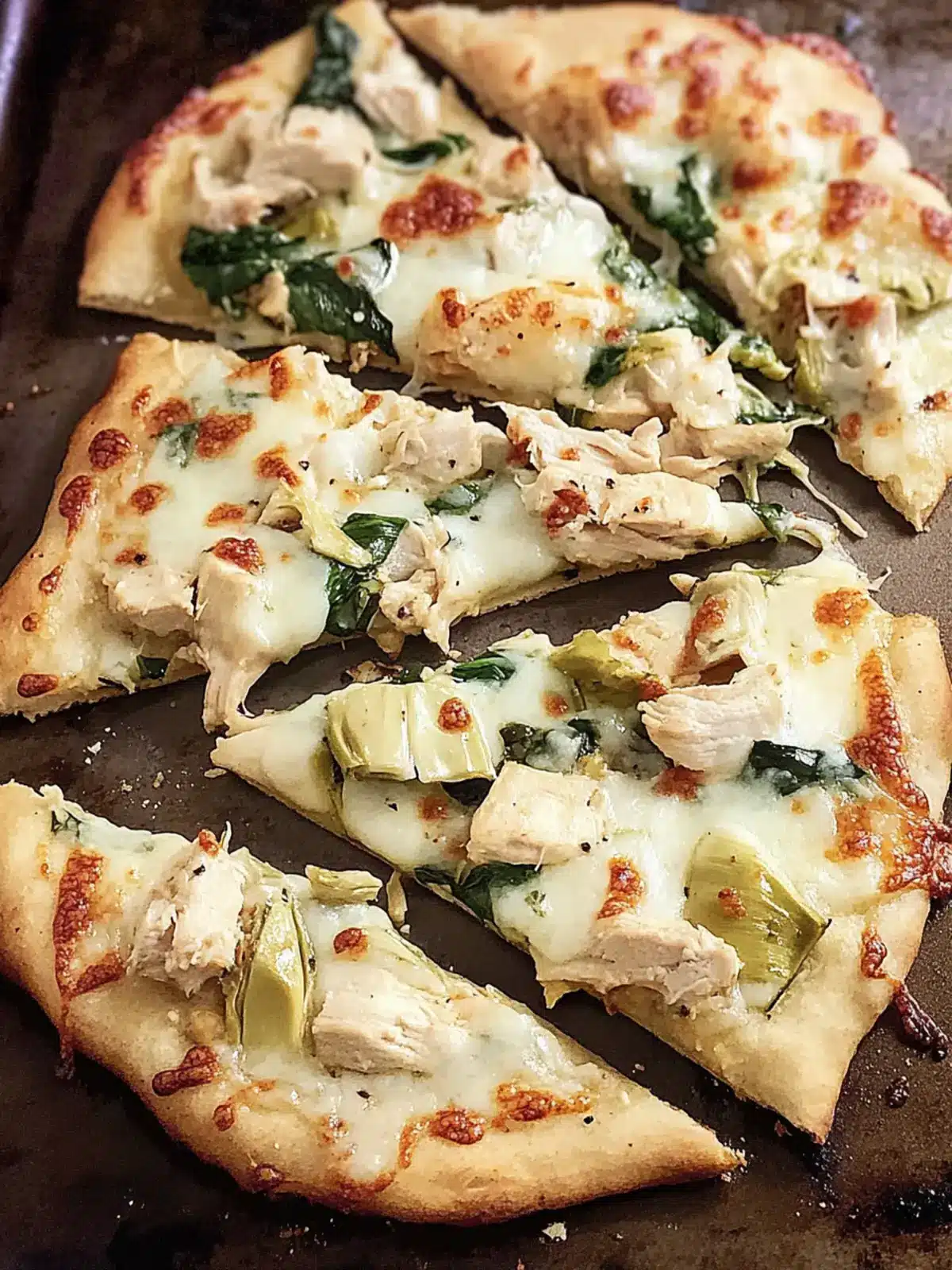 Chicken Spinach Artichoke Pizza on Flatbread Made Easy 2 Chicken Spinach Artichoke Pizza on Flatbread