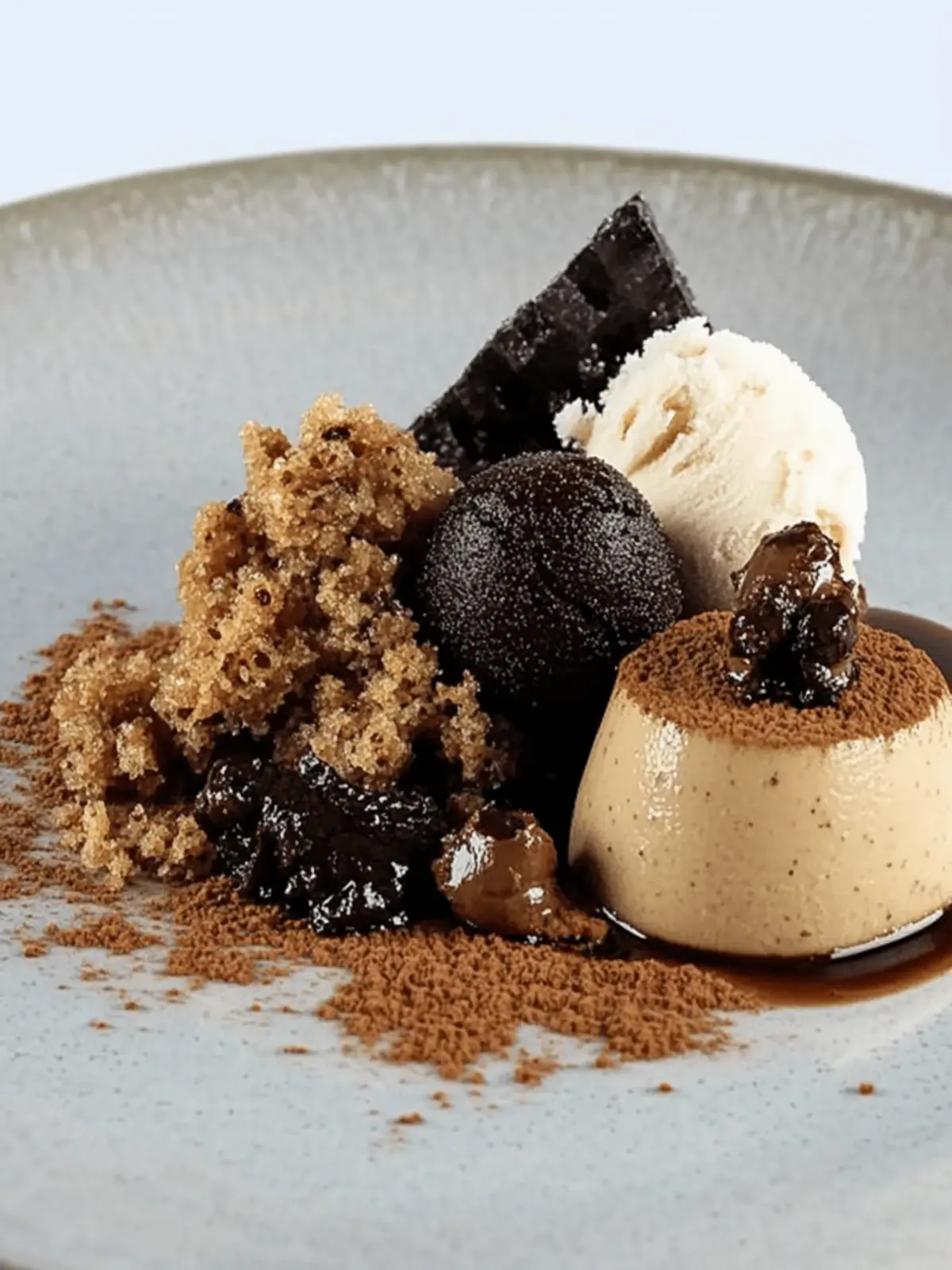 Indulgent Coffee Panna Cotta with Granita and Ice Cream Delight 3 Coffee panna cotta with coffee granita and ice cream