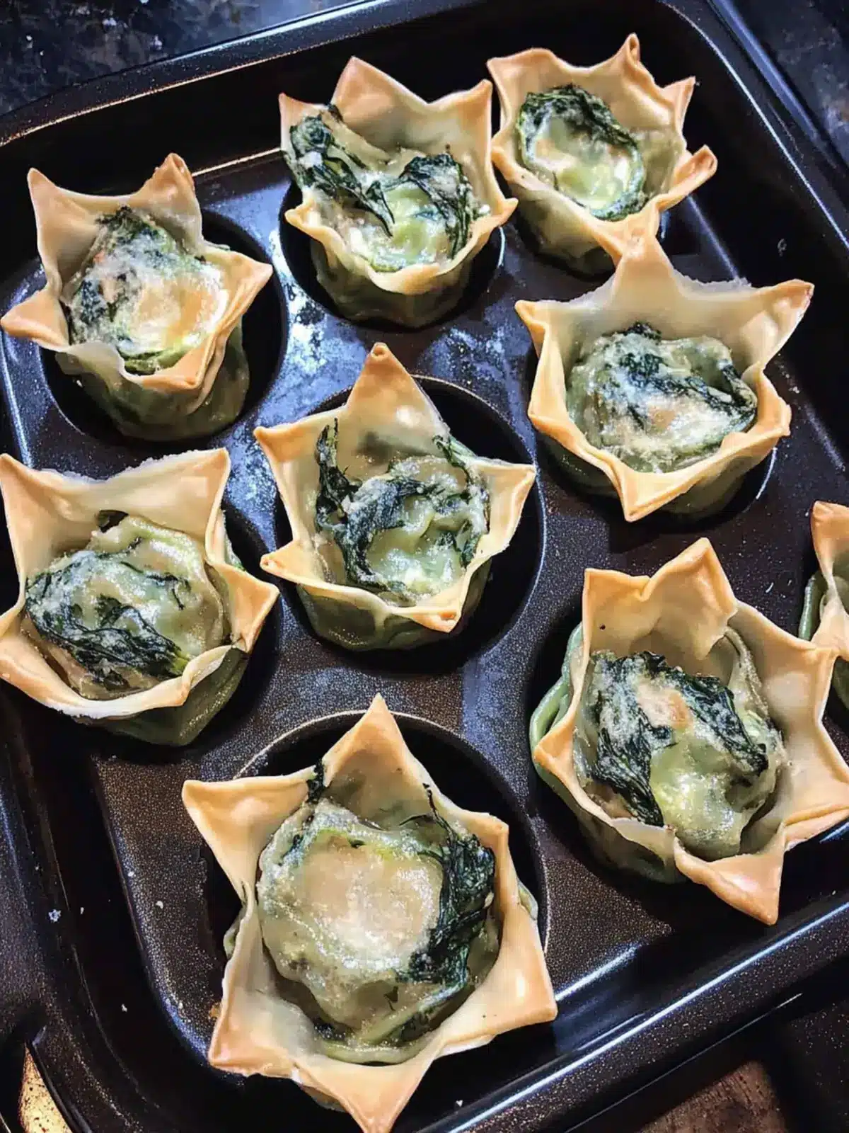 Irresistible Spinach and Artichoke Wonton Cups to Impress Guests 4 SPINACH AND ARTICHOKE WONTON CUPS