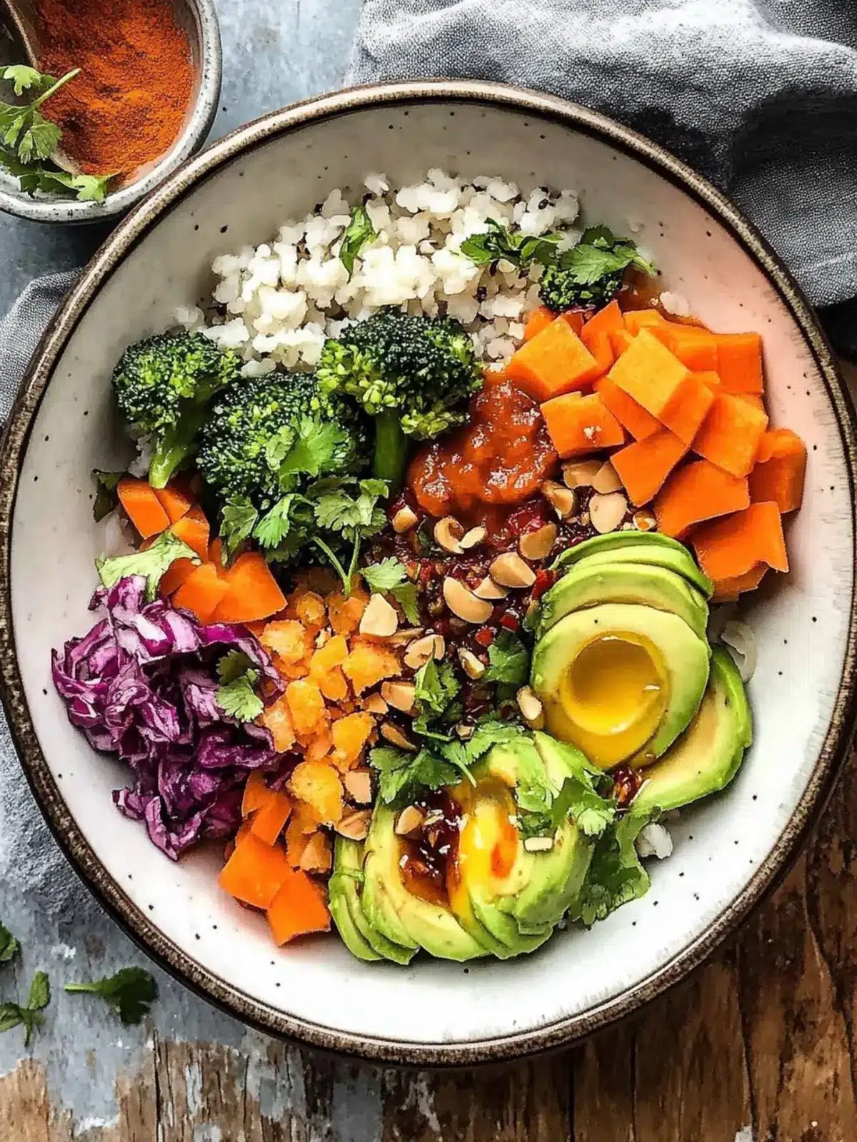 Delicious Buddha Bowl with Roasted Veggies and Avocado Egg 4 Buddha Bowl