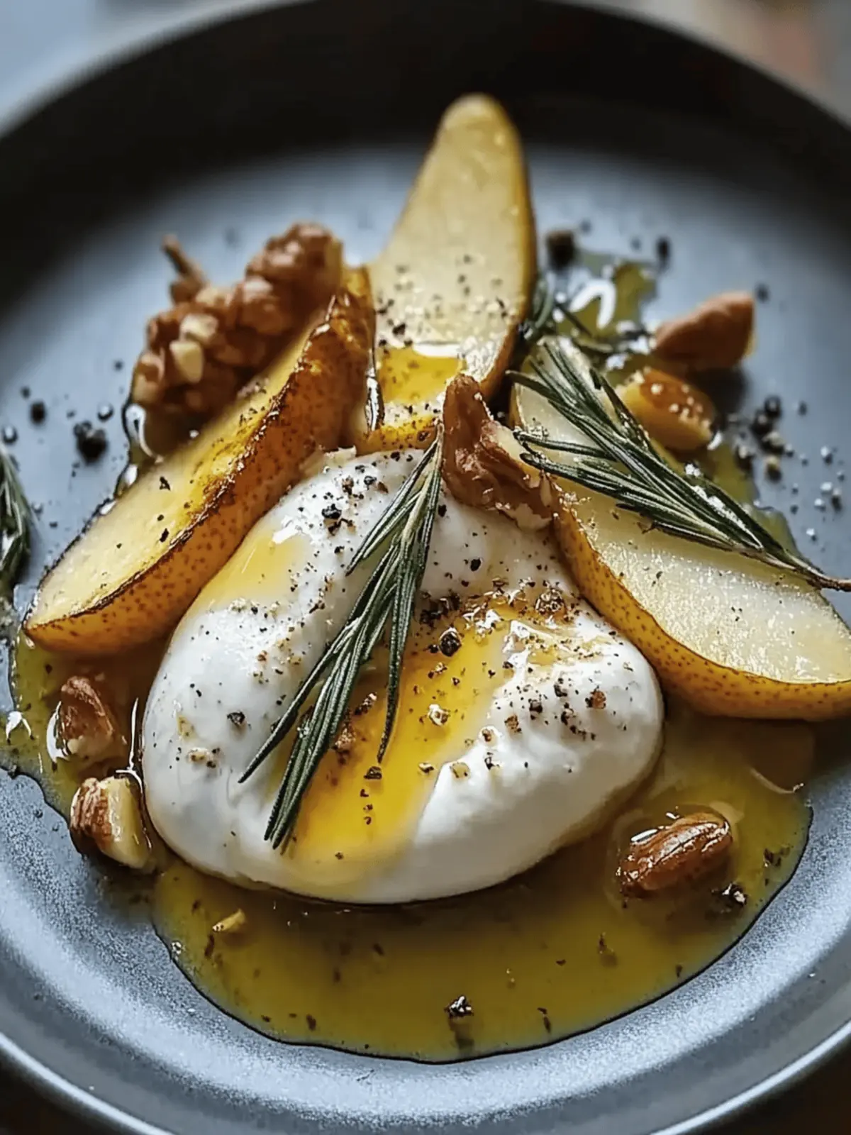 Burrata on Roasted Pears with Honey & Rosemary Bliss 2 Burrata on Roasted Pears with Honey & Rosemary